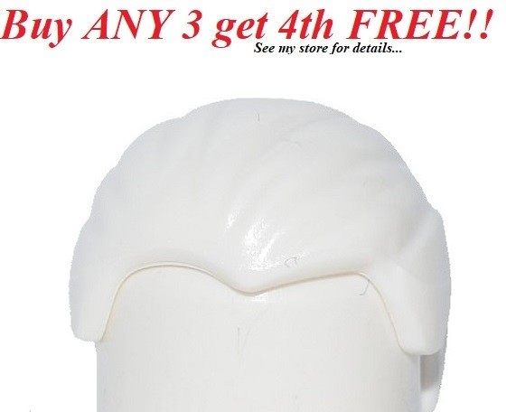 ☀️NEW Lego Minifig Hair Male Combed front to back White HAIR Slicked