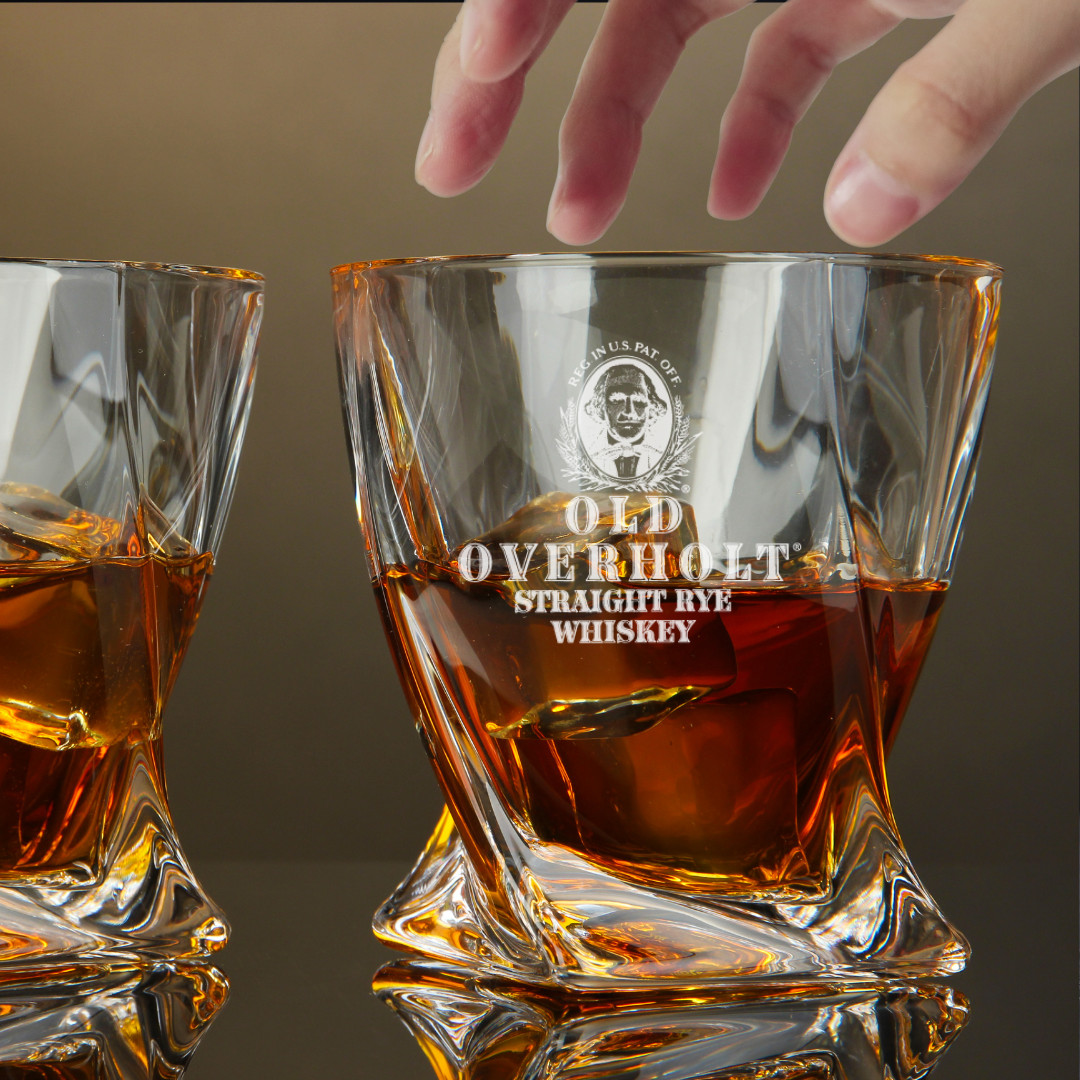 Custom Engraved Old Overholt Whiskey Glass – 10 oz Twisted Rocks Glass Custom Engraved Old Overholt Whiskey Glass – 10 oz Twisted Rocks Glass