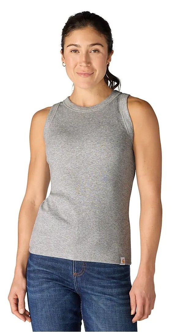 Carhartt Women\'s TENCEL™ Fiber Series Fitted Ribbed Tank Heather Gray Size L