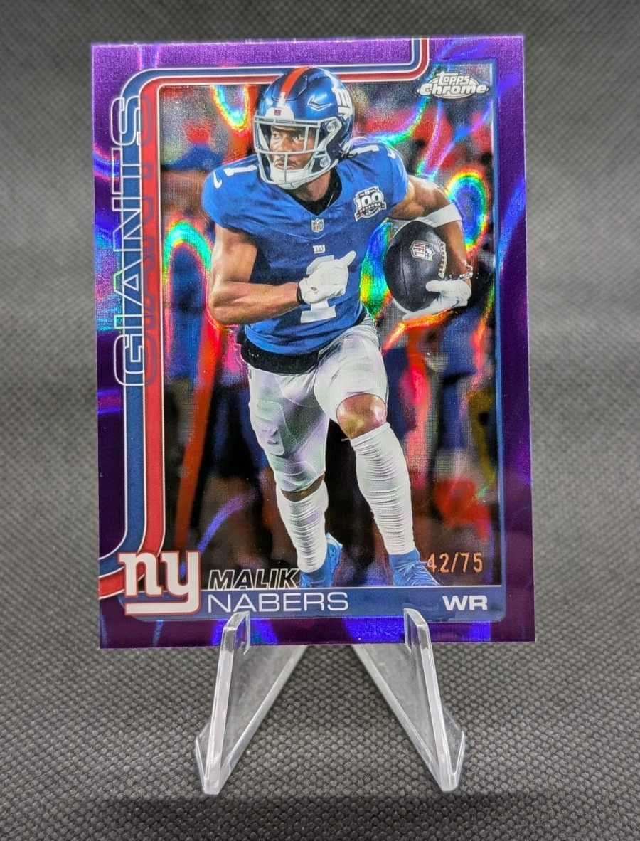 2025 Topps Chrome - Malik Nabers #225 Purple Wave Refractor /75