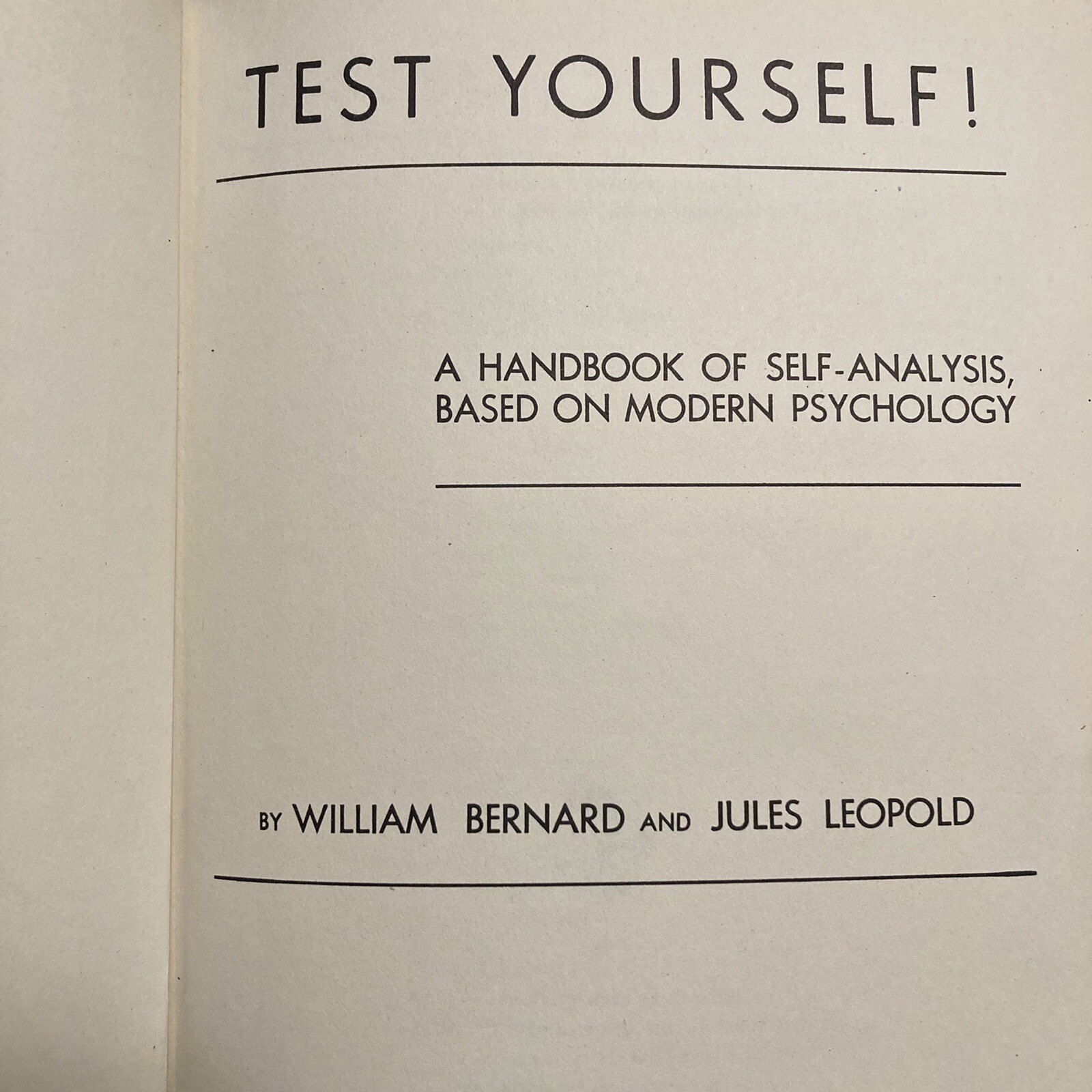 Handbook of Self Analysis Modern Psychology Hellman 1947 IQ Memory 1940s 