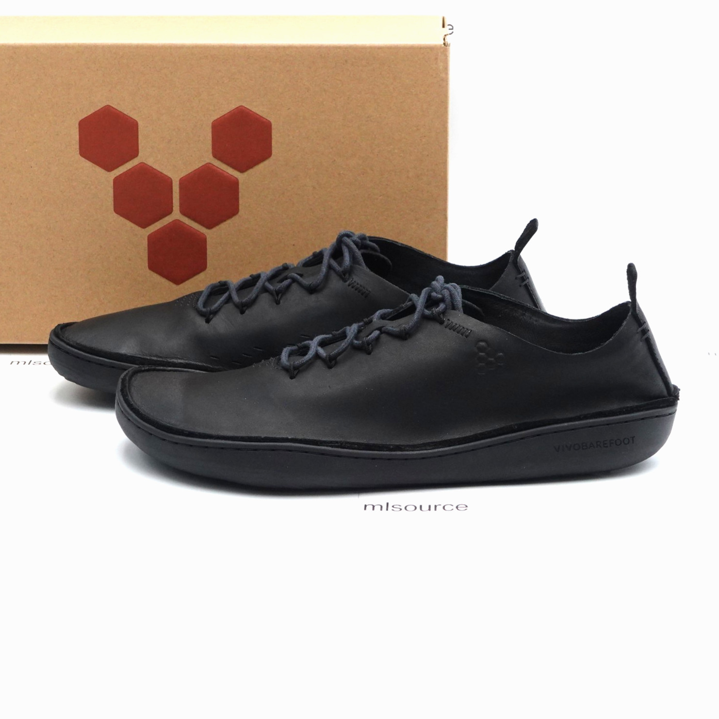 Vivobarefoot Sensus Moc Men's Lace Up Leather Barefoot Shoes 309680-01 Obsidian