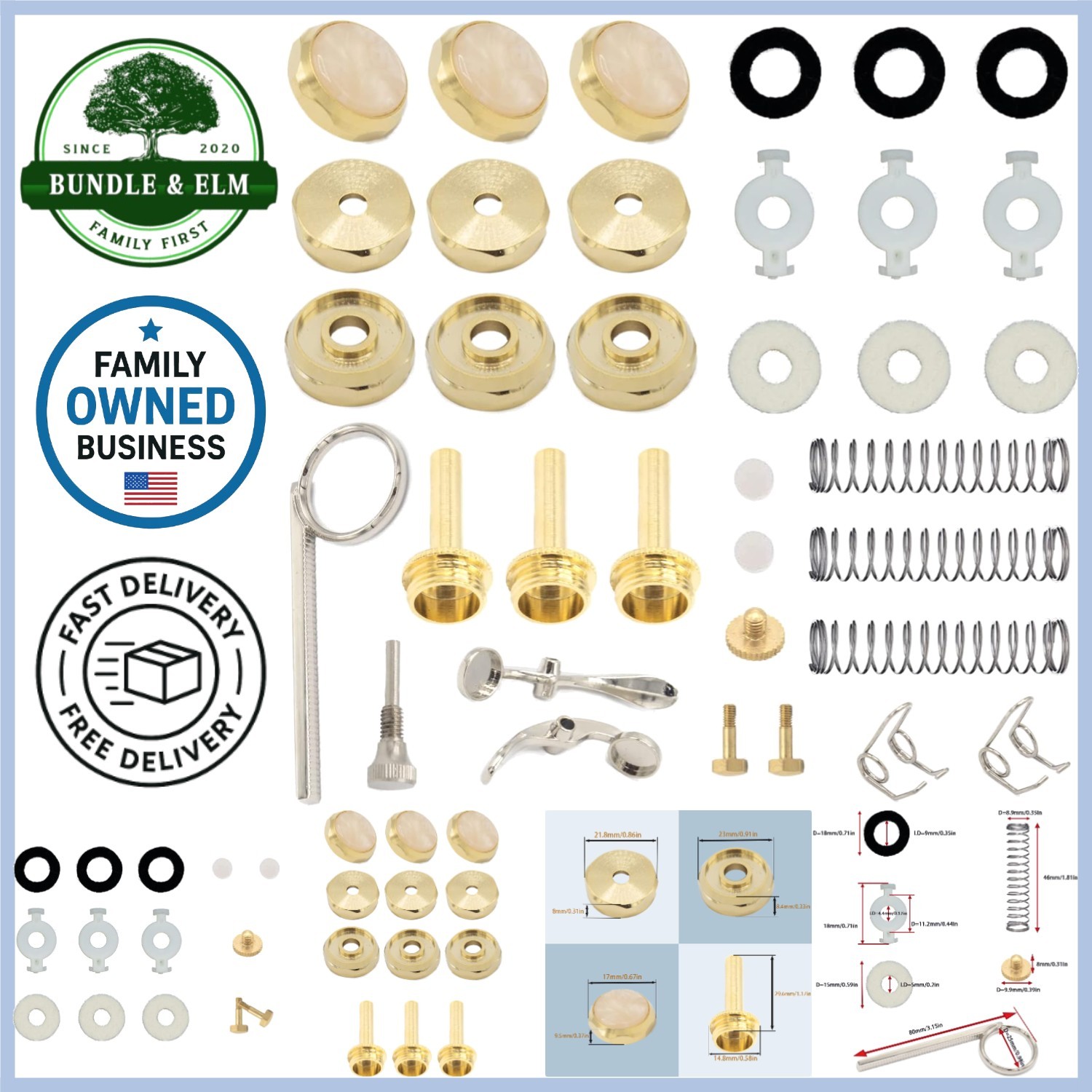 Trumpet Repair Kit Silver Valve Caps Springs Screws for Maintenance and Repair