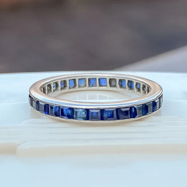 Silver Sapphire Band Sapphire Full Eternity Stacking Band All Ring Size