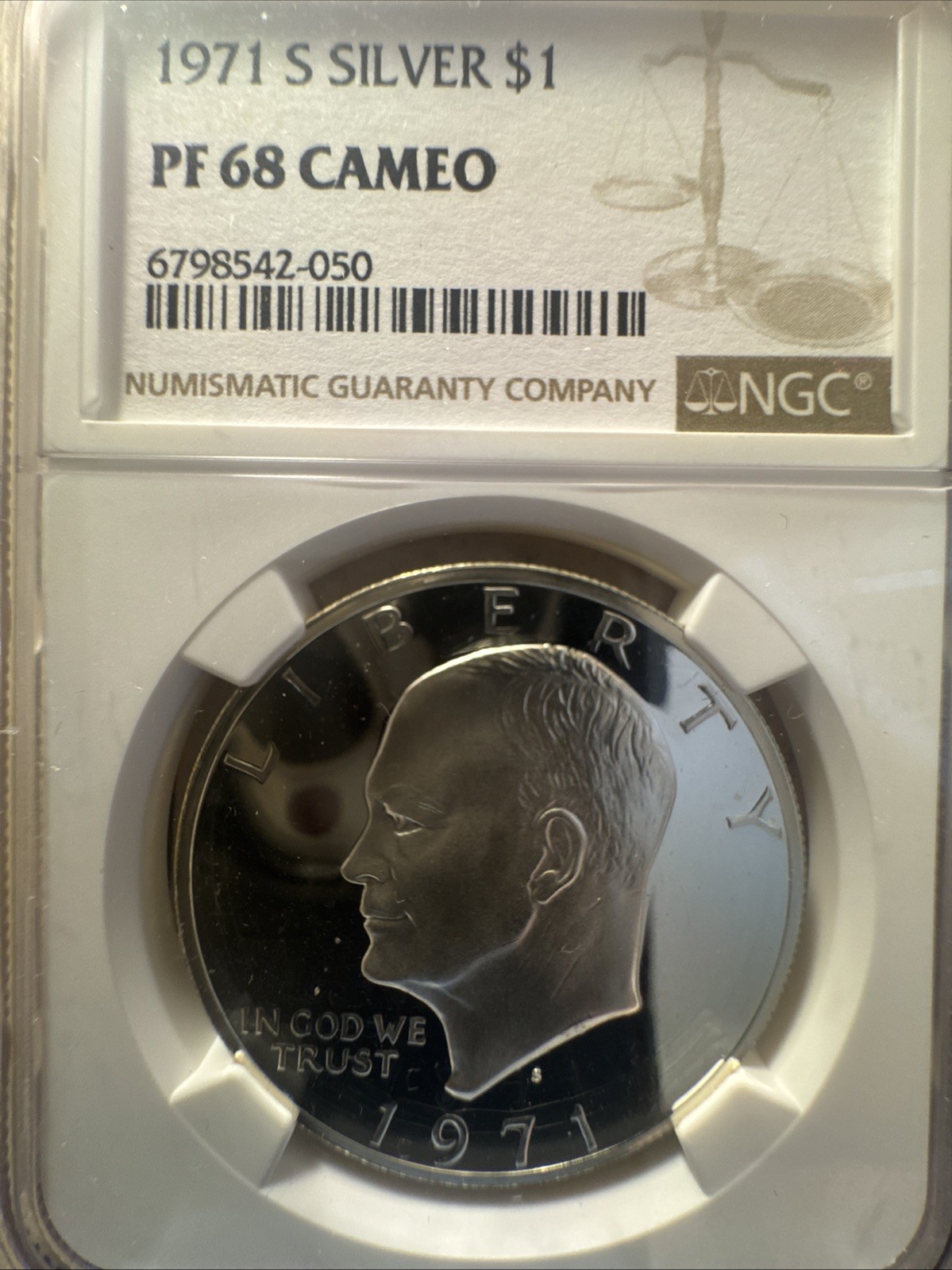 1971-S Eisenhower Ike Dollar Proof Cameo NGC PF 68 1971-S Eisenhower Ike Dollar Proof Cameo NGC PF 68