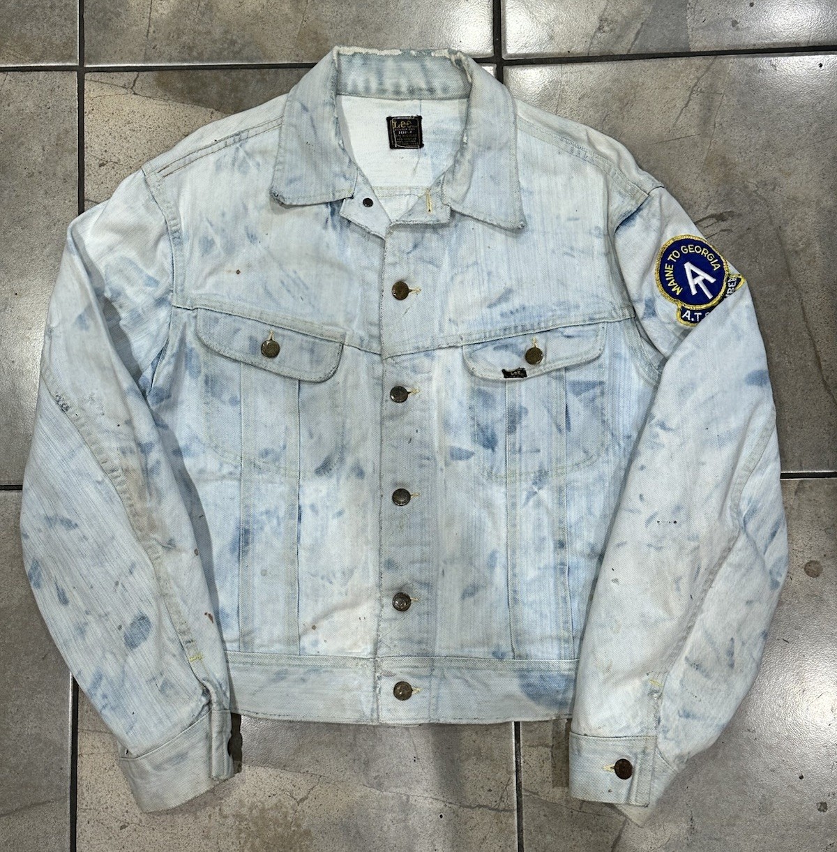 Vintage Lee 101-J Denim Jacket Size 44 Distressed 60s Sanforized Trucker USA