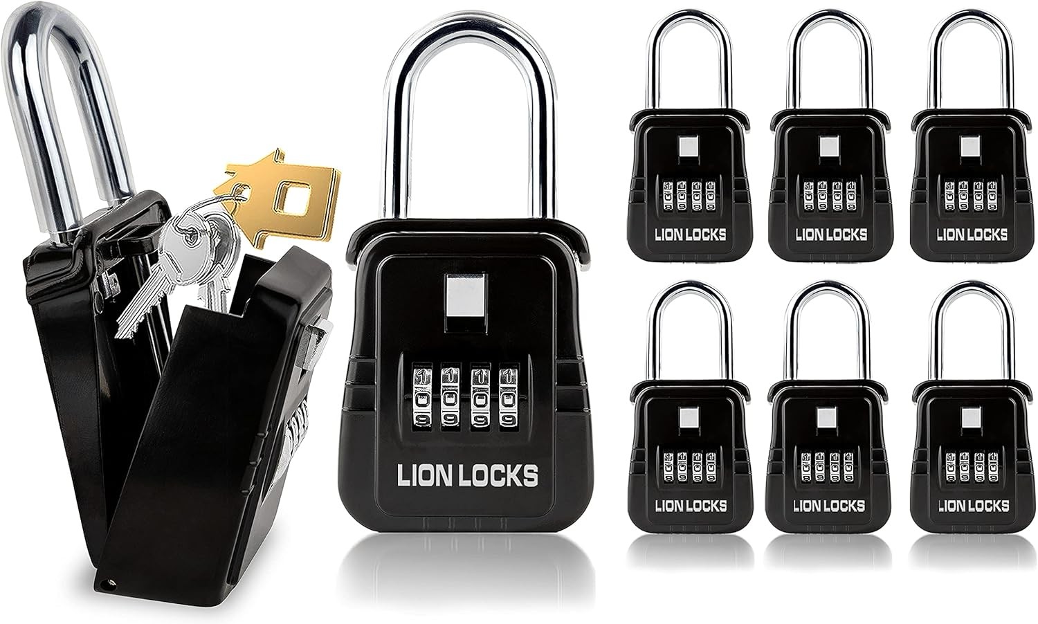 Lion Locks 1500 Key Lock Box with Code, Lockbox for Keys Outdoor, Realtor
