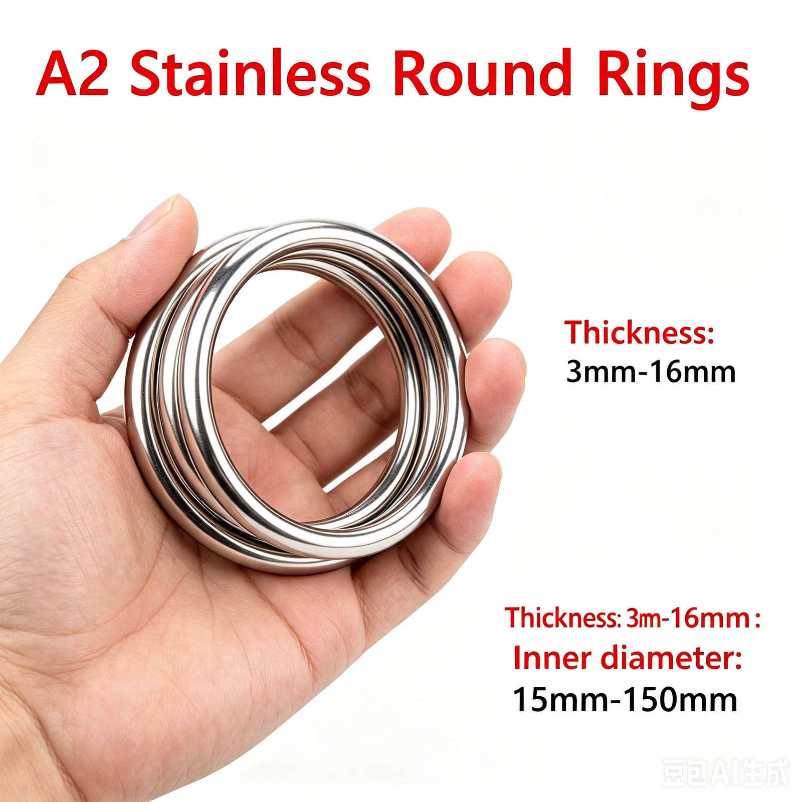 Metal O Ring 15-150mm Heavy Duty Solid Round Rings Welded Smooth A2 Stainless