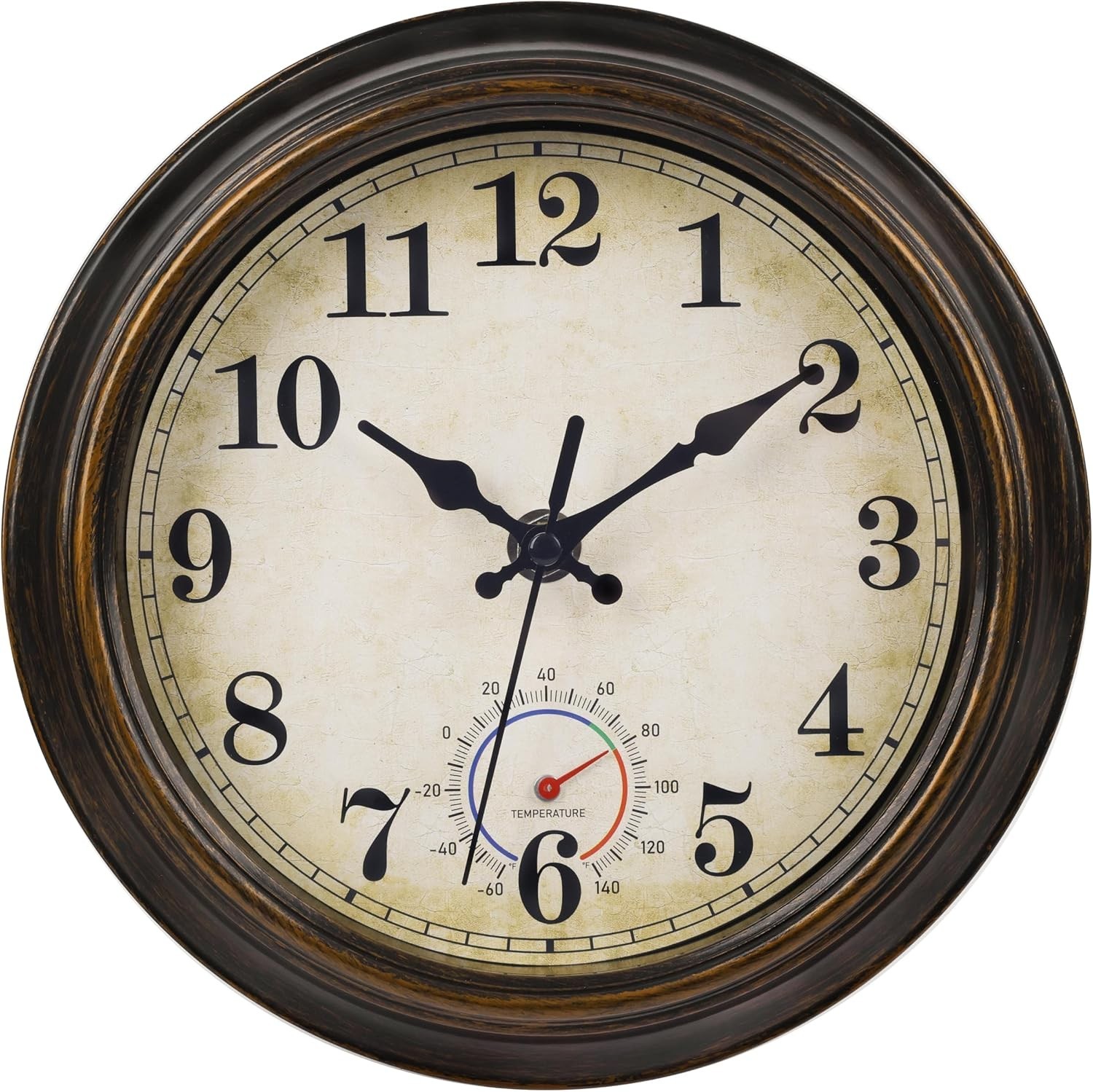 Outdoor Clocks Waterproof with Thermometer Combo Vintage Rustic Wall Clock for P