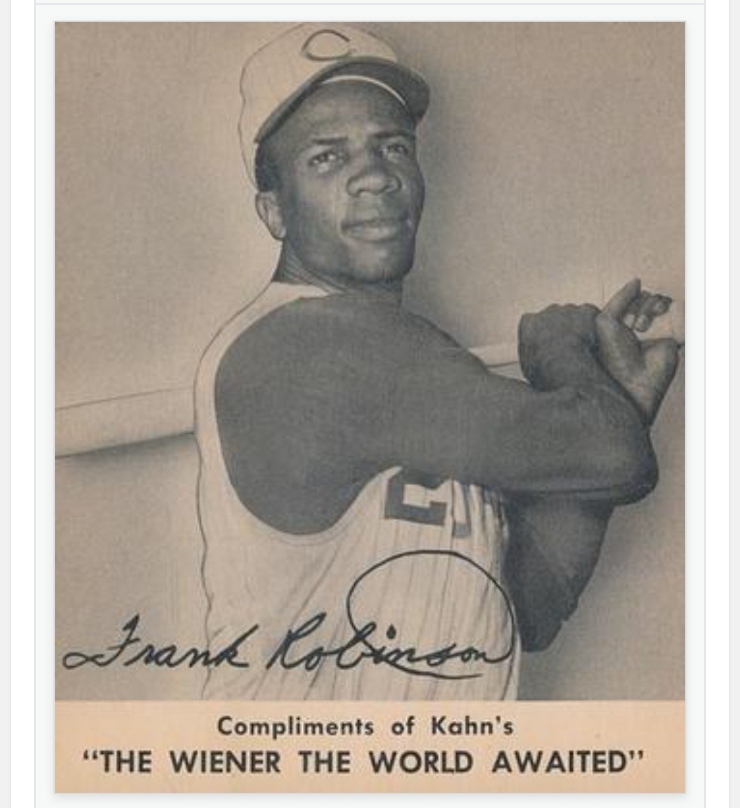 1959 Frank Robinson Image Used For 1959 Kahn's Wieners Card 4x5  Type 1 Photo