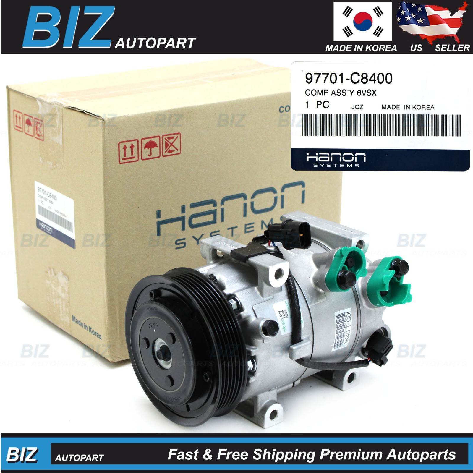 OEM HANON A/C Compressor VS12E for Hyundai i20 1.0L OE# 97701-C8400