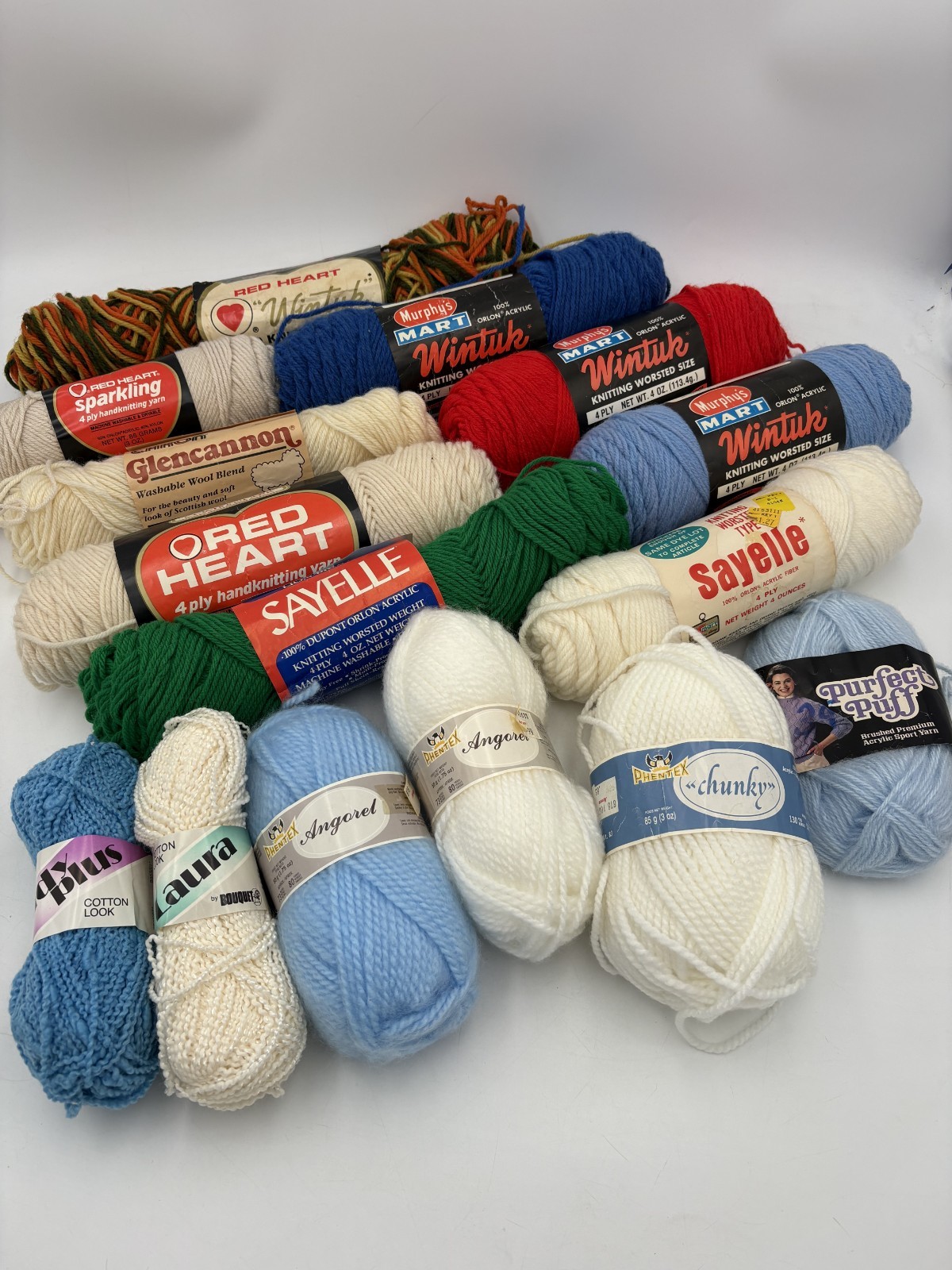 Mixed Vintage Acrylic Yarn ~15 Skeins Sayelle Wintuk Phentex