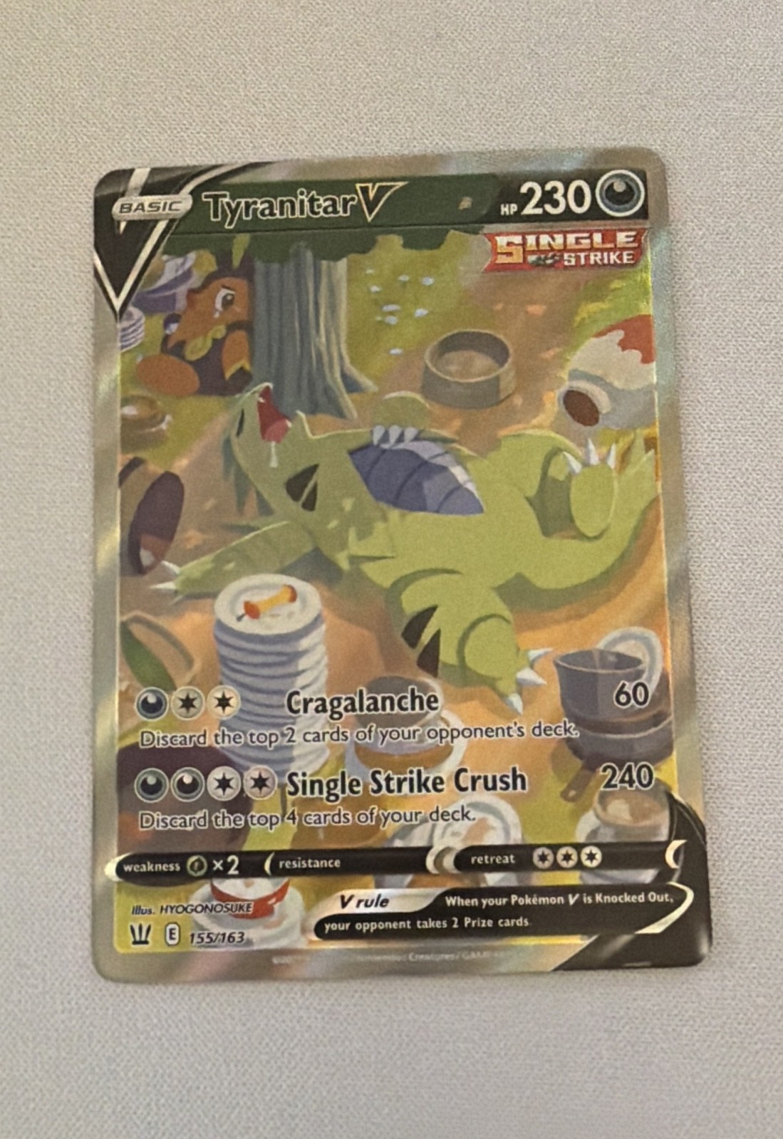 Tyranitar V (Alternate Full Art) 155/163 Swsh05: Battle Styles Holo Tyranitar V (Alternate Full Art) 155/163 Swsh05: Battle Styles Holo