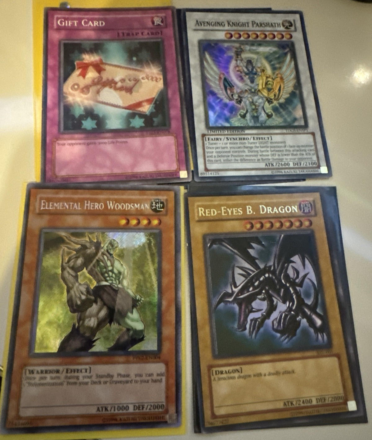 Red Eyes B. Dragon Avenging Knight Parshath Gift Card Elemental Hero Woodsman Red Eyes B. Dragon Avenging Knight Parshath Gift Card Elemental Hero Woodsman