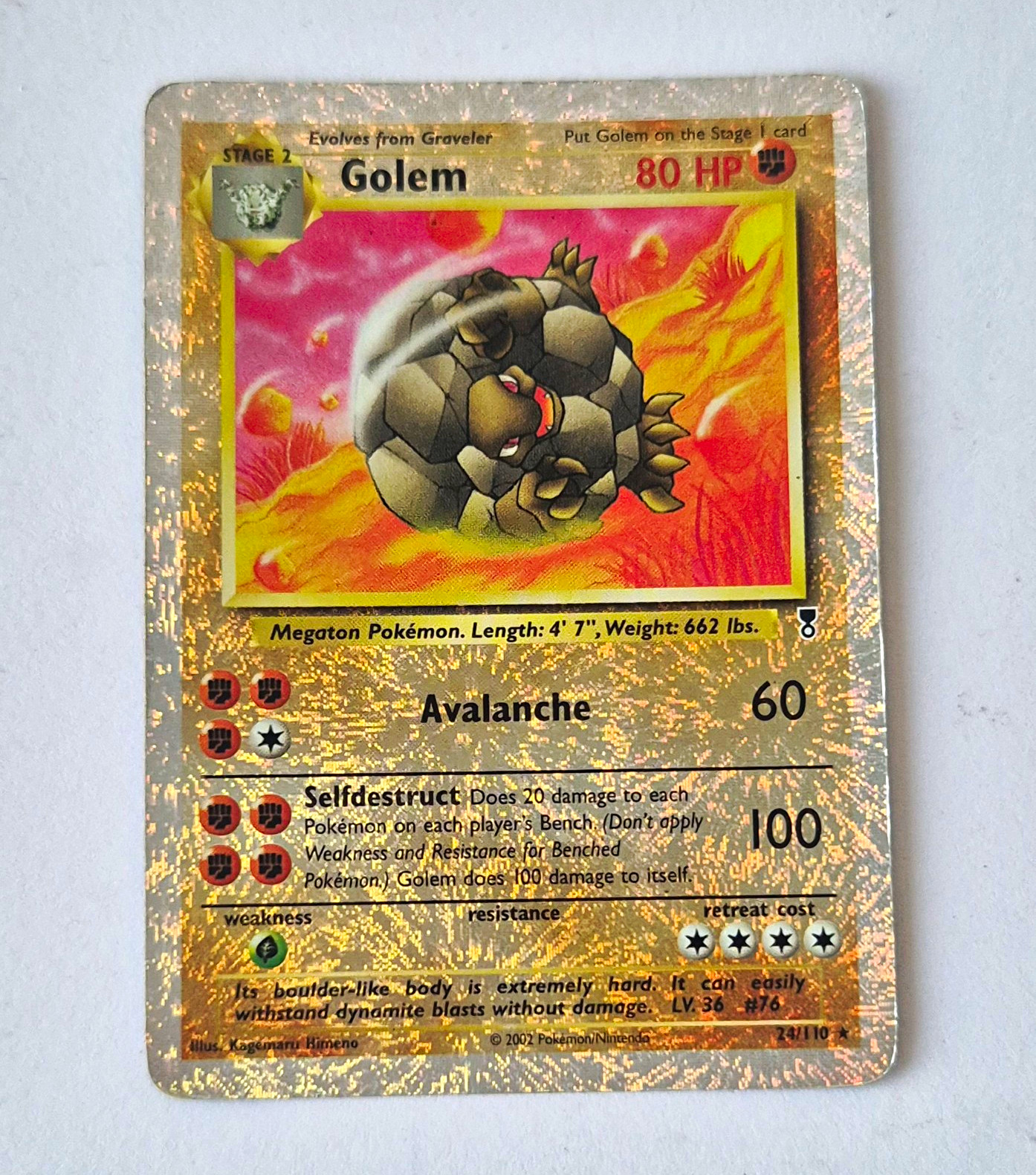 Golem 24/110 Reverse Holo Fireworks Legendary Collection 2002 Pokemon WOTC