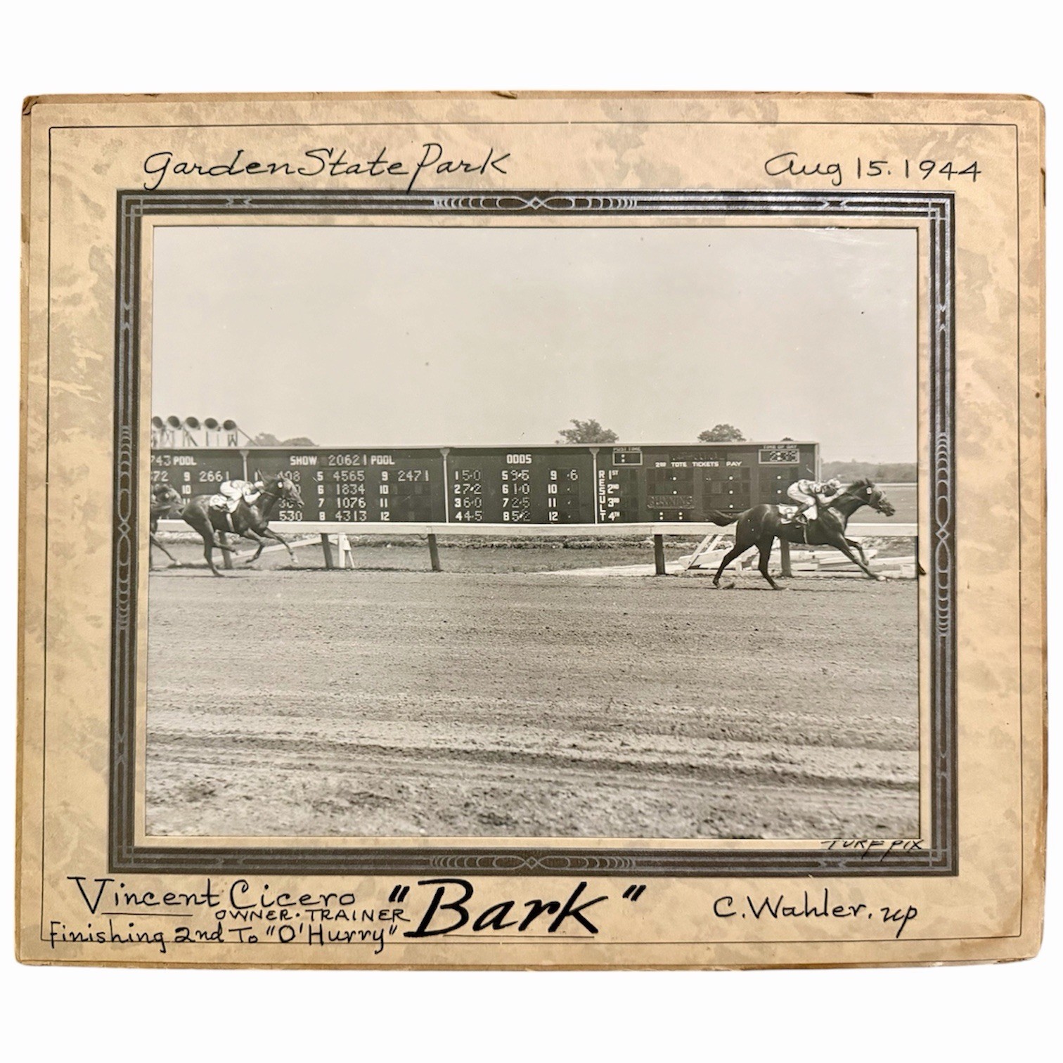 1944 Garden State Park Cherry Hill NJ Horse Racing Photo Vincent Cicero C Wahler