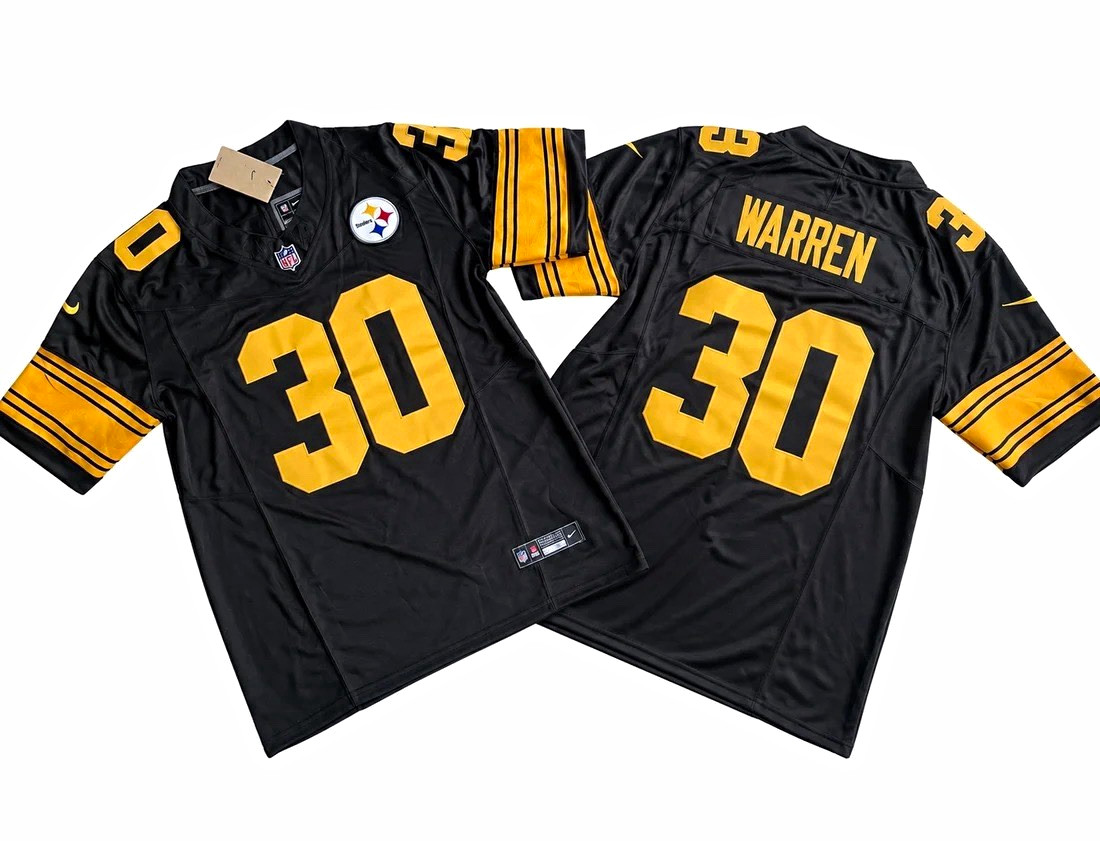 Nike Pittsburgh Steelers Jaylen Warren #30 Football Jersey Black/Gold All Sizes Nike Pittsburgh Steelers Jaylen Warren #30 Football Jersey Black/Gold All Sizes