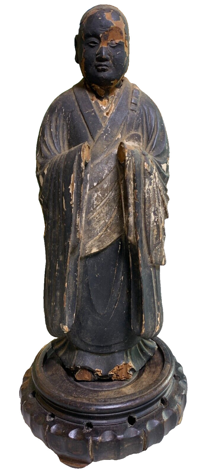 Early Antique Muromachi Period Buddha Statue Figurine Wood Wooden Carving Japan