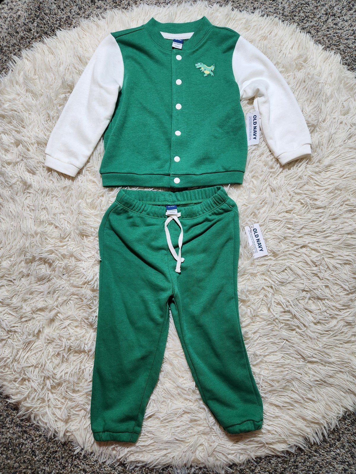 Old Navy Toddler Dinosaur Jacket Jogger Pants Set Green 18-24M NWT