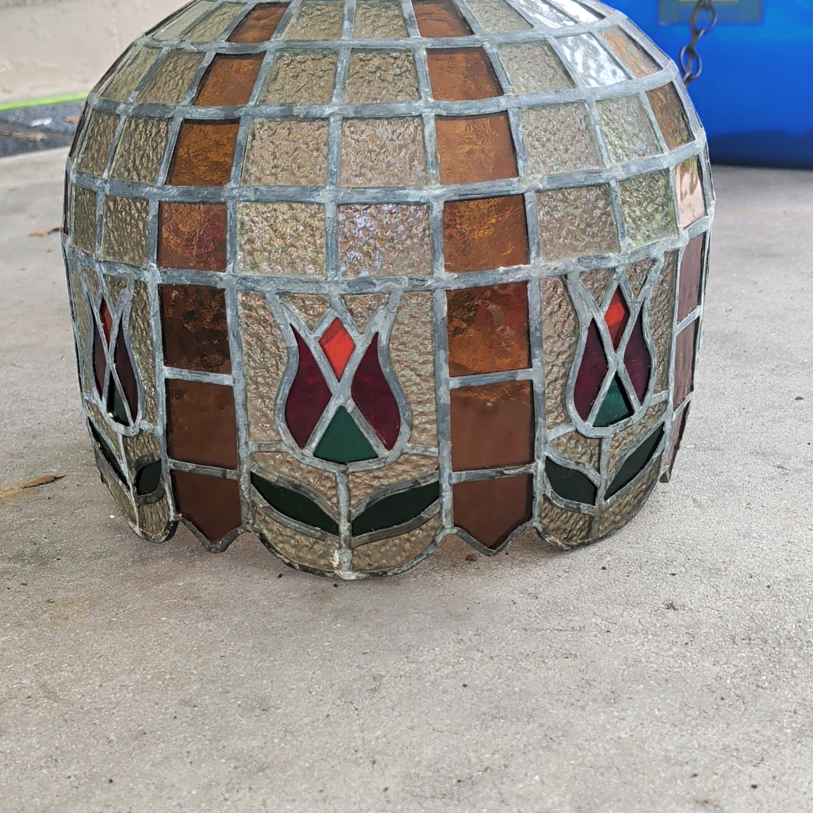 Tiffany Style Stained Glass Dome Pendant Light Shade Hardwired Indoor Brown Tiffany Style Stained Glass Dome Pendant Light Shade Hardwired Indoor Brown