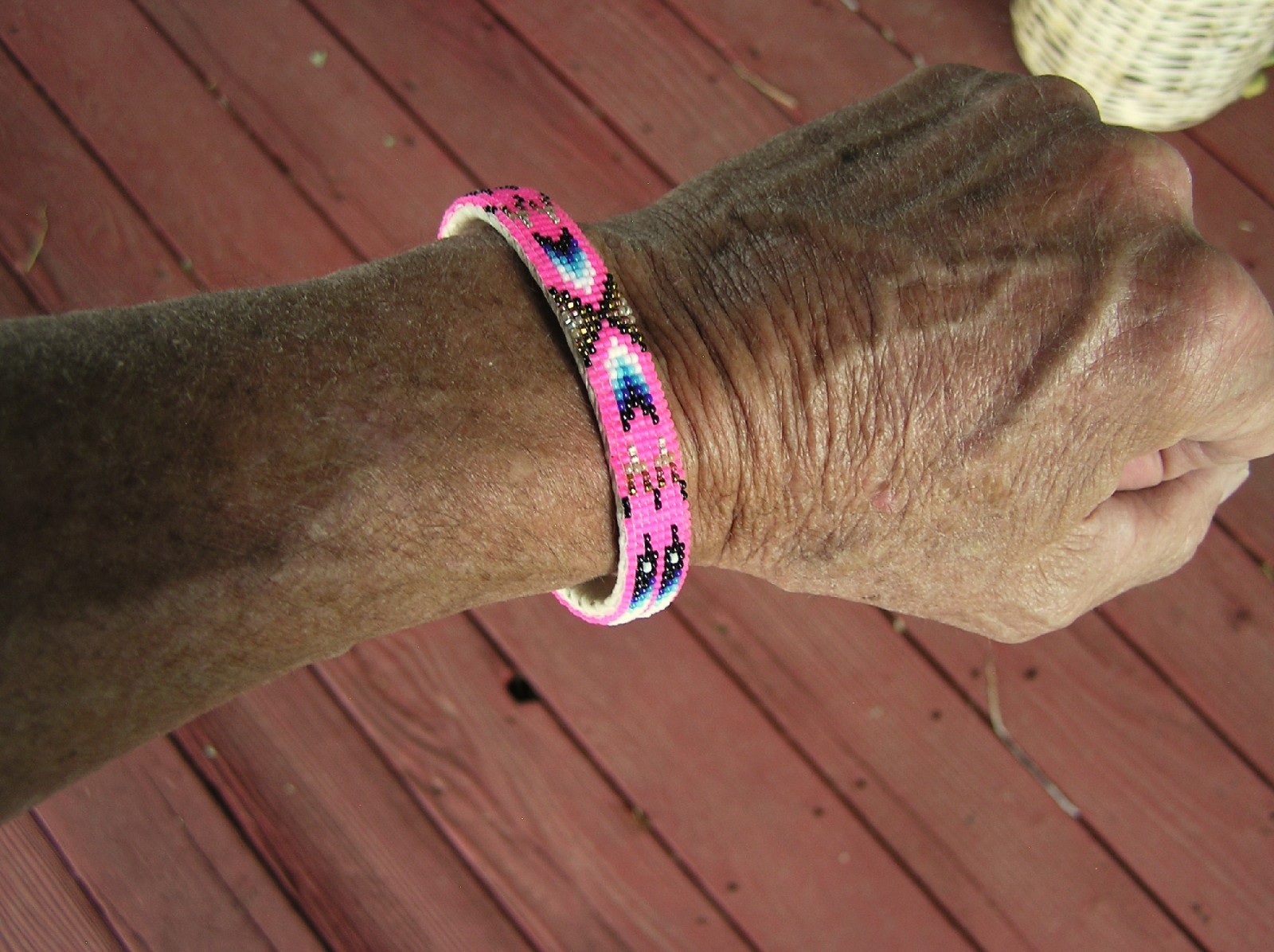 Handmade Navajo Indian Beaded Bracelet GREAT Pattern, Colors & Sewing. Nathaniel