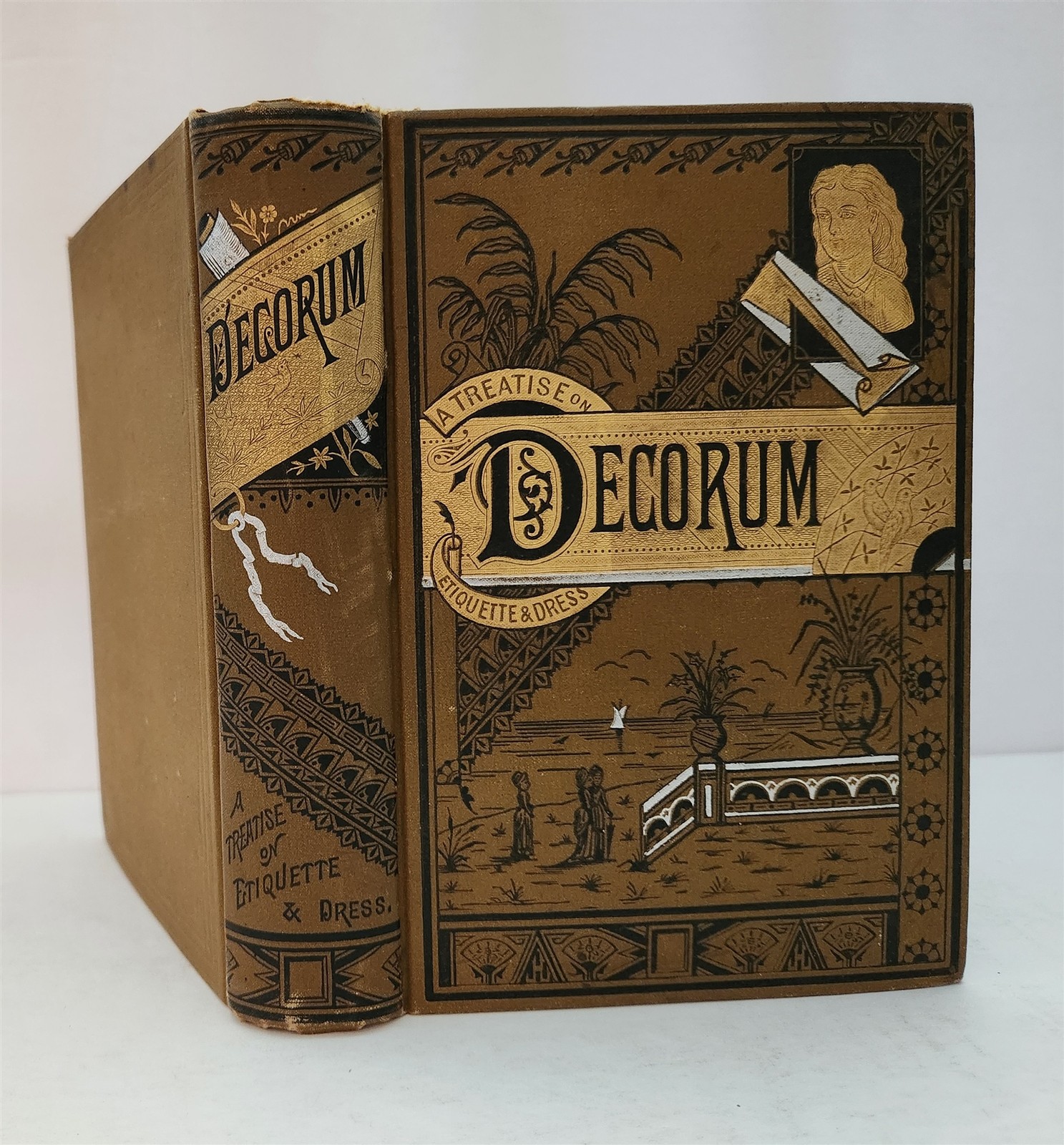 1882 antique DECORUM victorian ETIQUETTE DRESS MANNERS FUNERAL TOILET RECIPES 