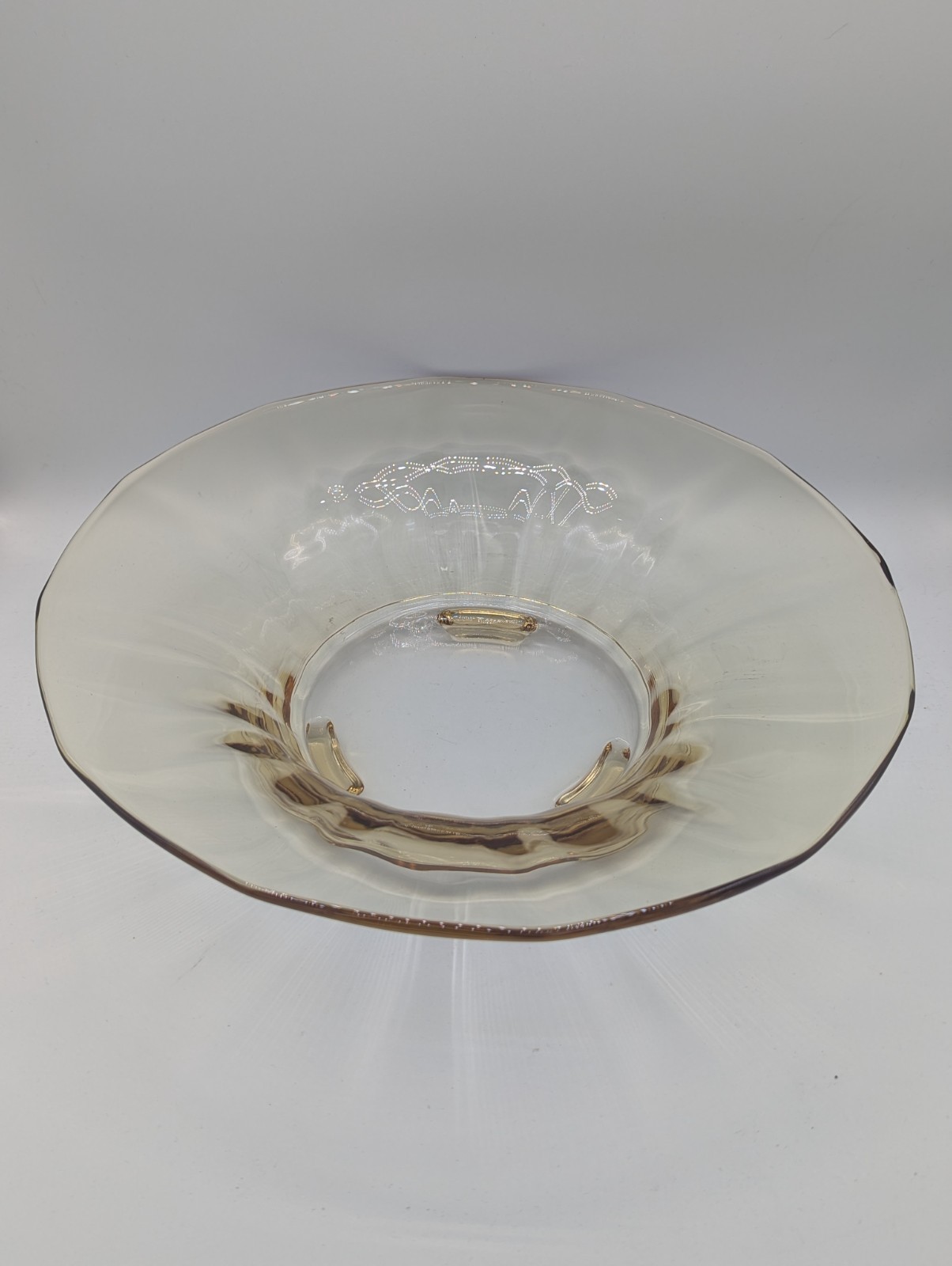 Vintage Fostoria Fairfax Topaz Yellow Footed Serving Bowl 12