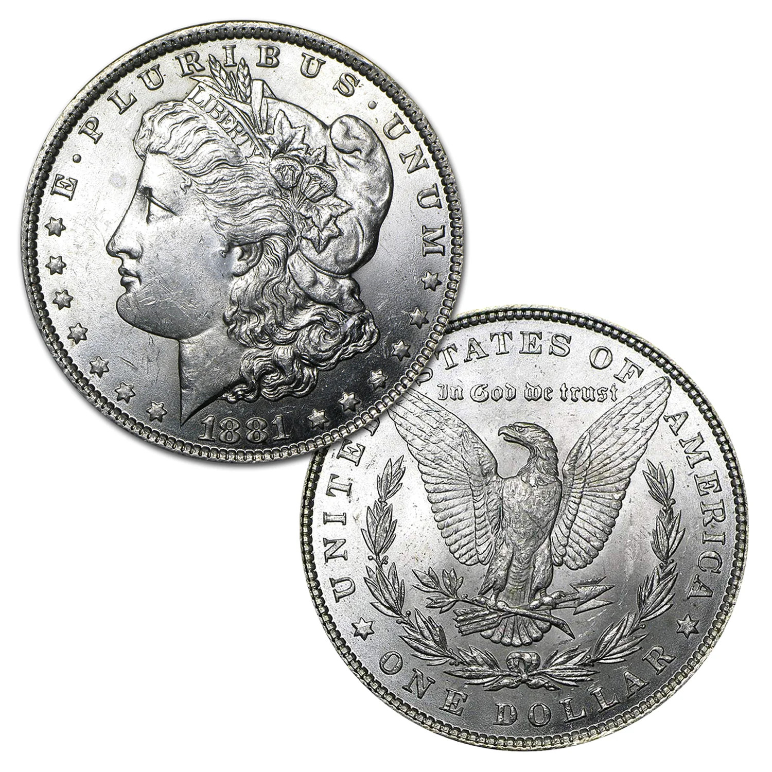 USA 1881 P Morgan 90% Silver Dollar Coin - $1 Bril