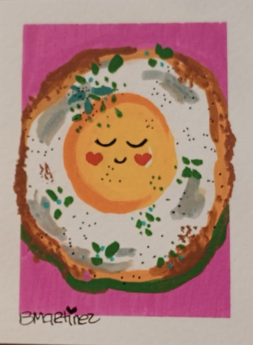 aceo original painting Cute Egg With Heart Cheeks “Egglicious” aceo original painting Cute Egg With Heart Cheeks “Egglicious”