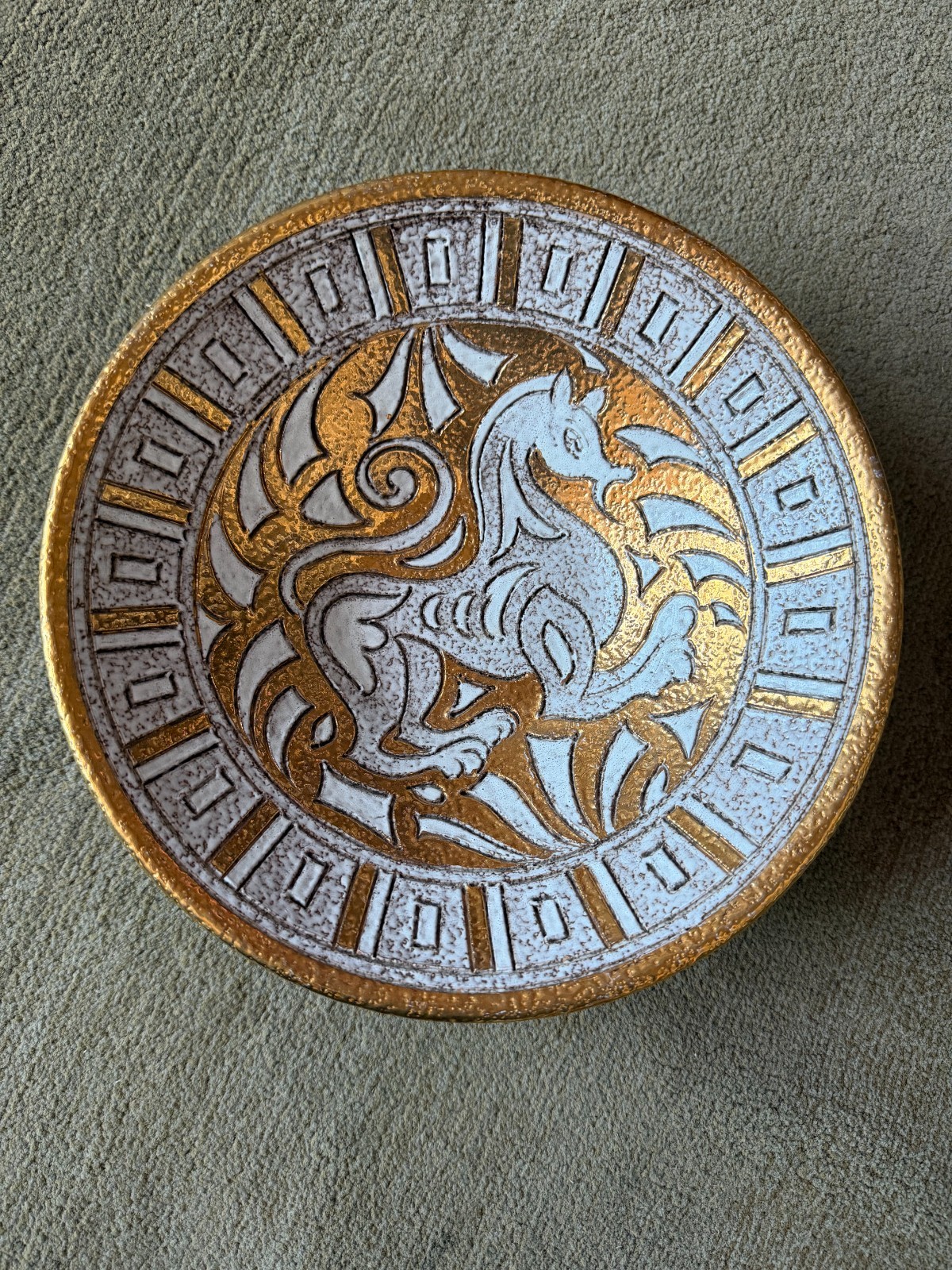 Vintage MCM Fratelli Fanciullacci Bowl Gold & White 10 Vintage MCM Fratelli Fanciullacci Bowl Gold & White 10