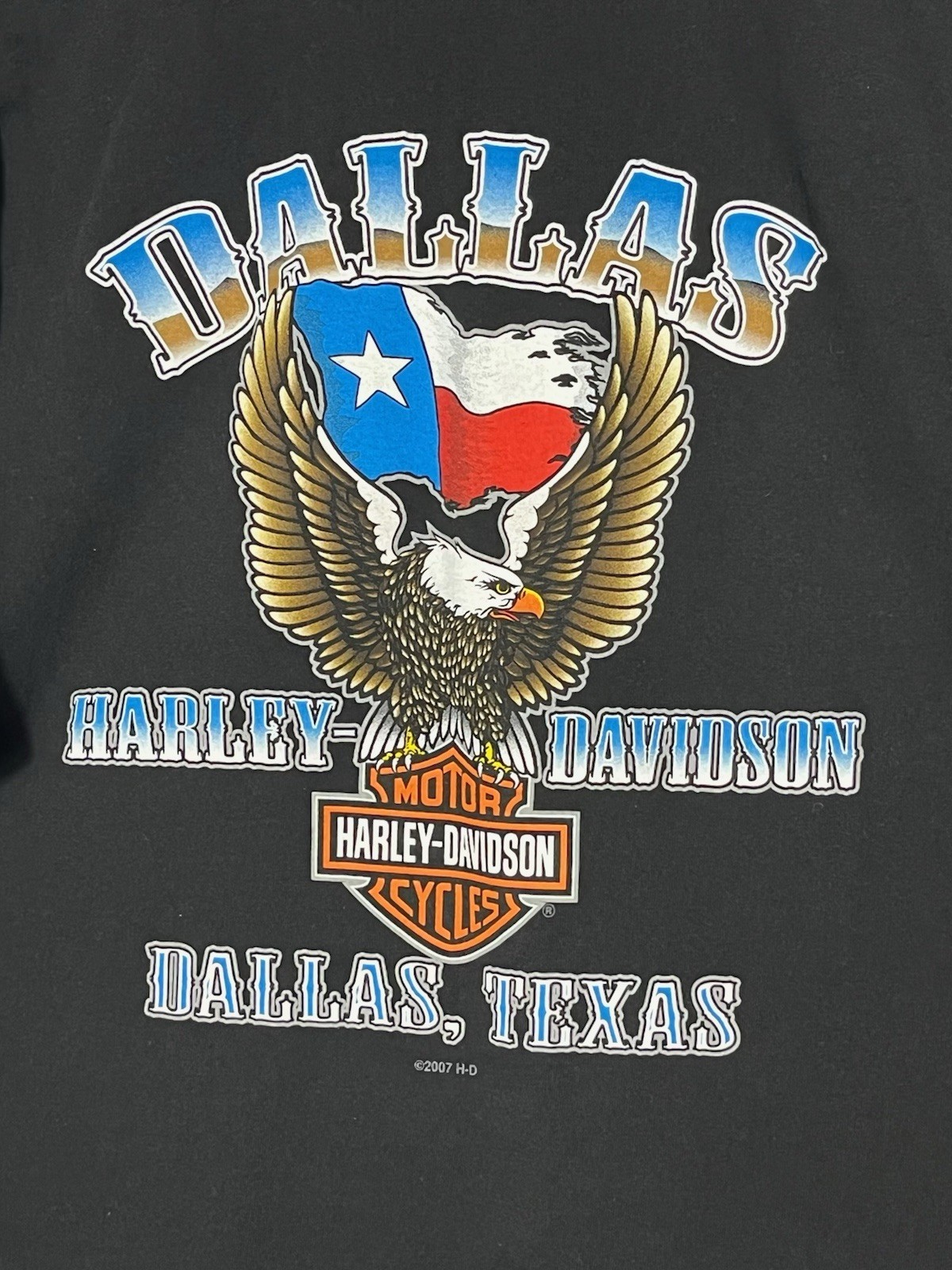 Vintage Harley-Davidson Shirt XL Black Eagle I Got Mine At Dallas Texas USA Tee
