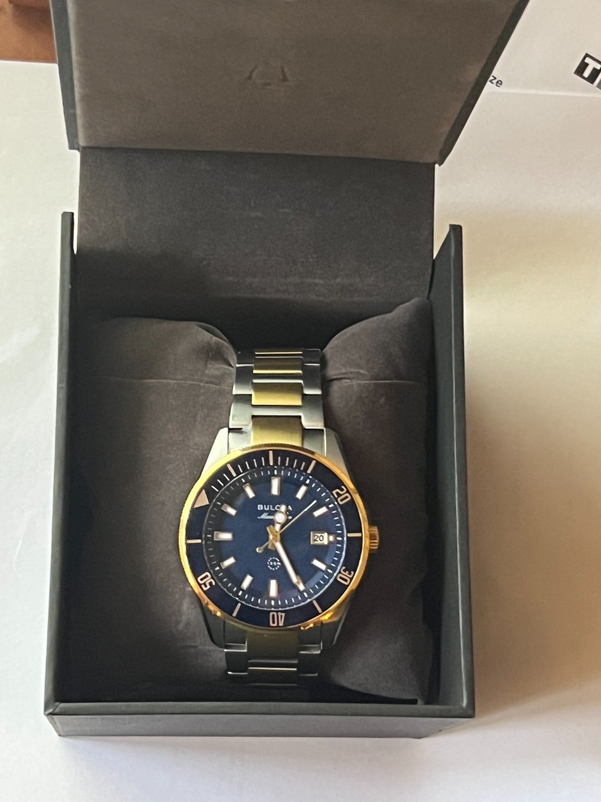 Brand New In Box Bulova Marine Star Men\'s Two-Tone Watch 98B334: