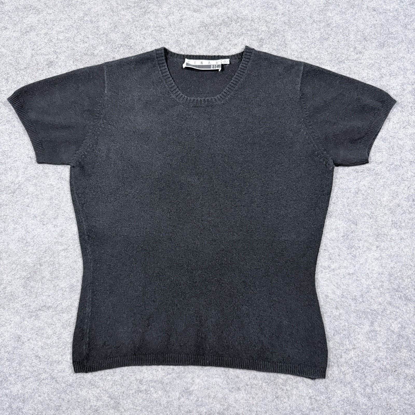Ann Tjian For Kenar Casual Short Sleeve Knit T-Shirt Women\'s Size Large Black