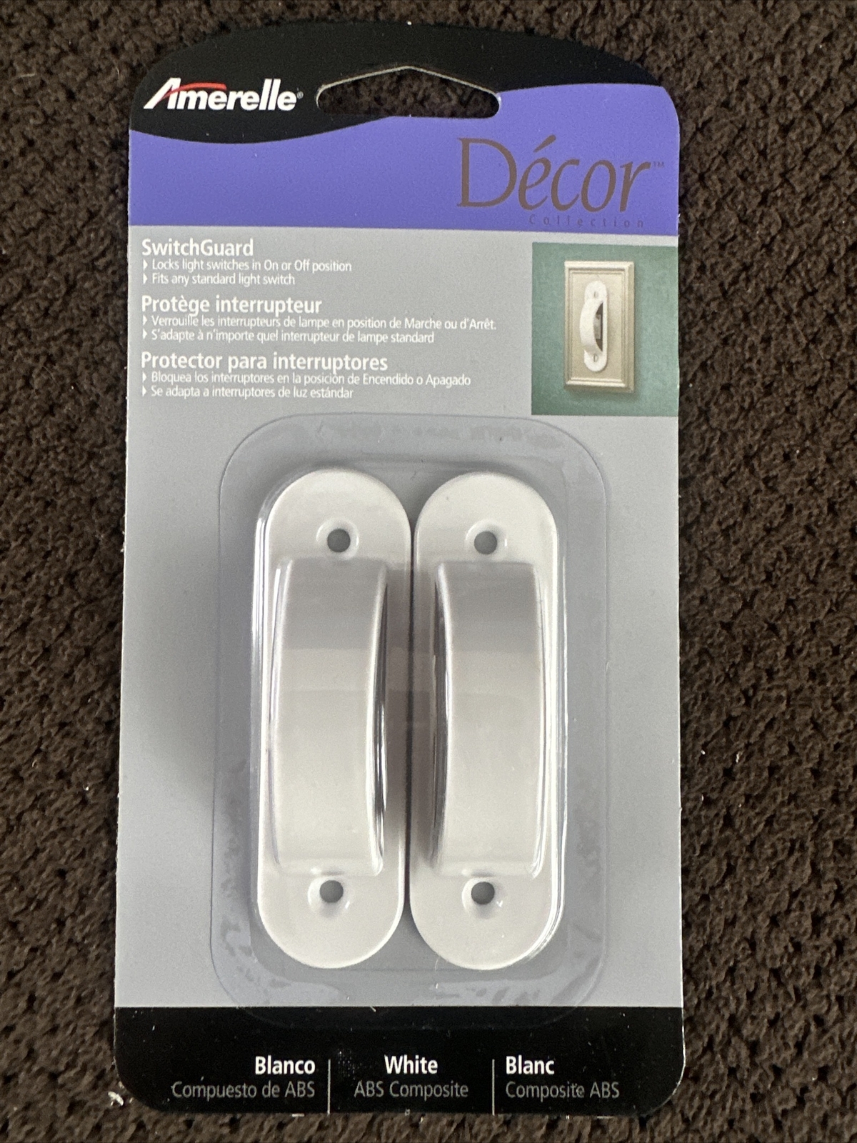 Amerelle SG1 Switch Guard Light Lock Child Safety Universal White Set of 2 NEW
