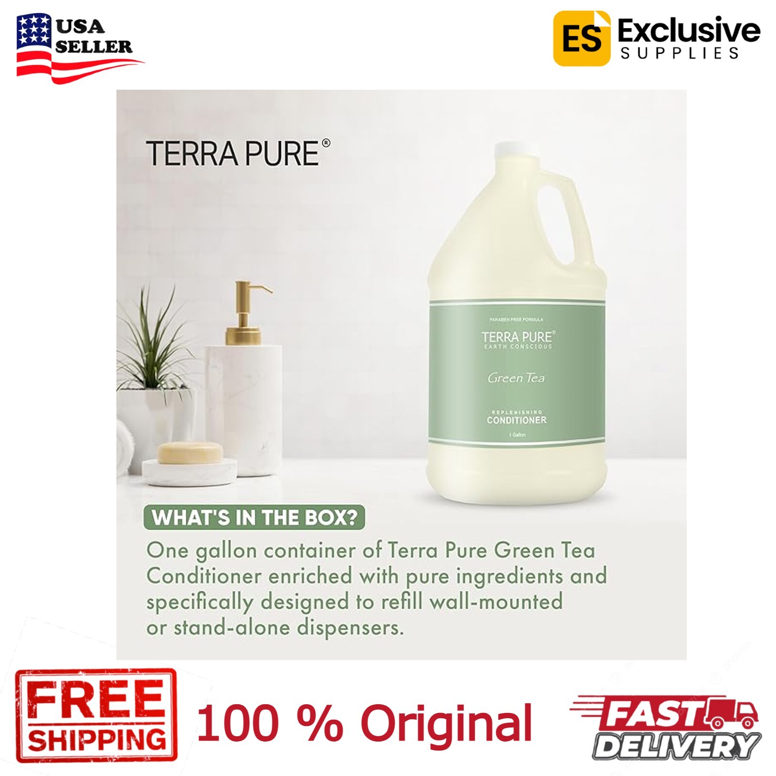 Pack of 2  - Terra Pure Green Tea Hotel Conditioner - 2 Gallon - 