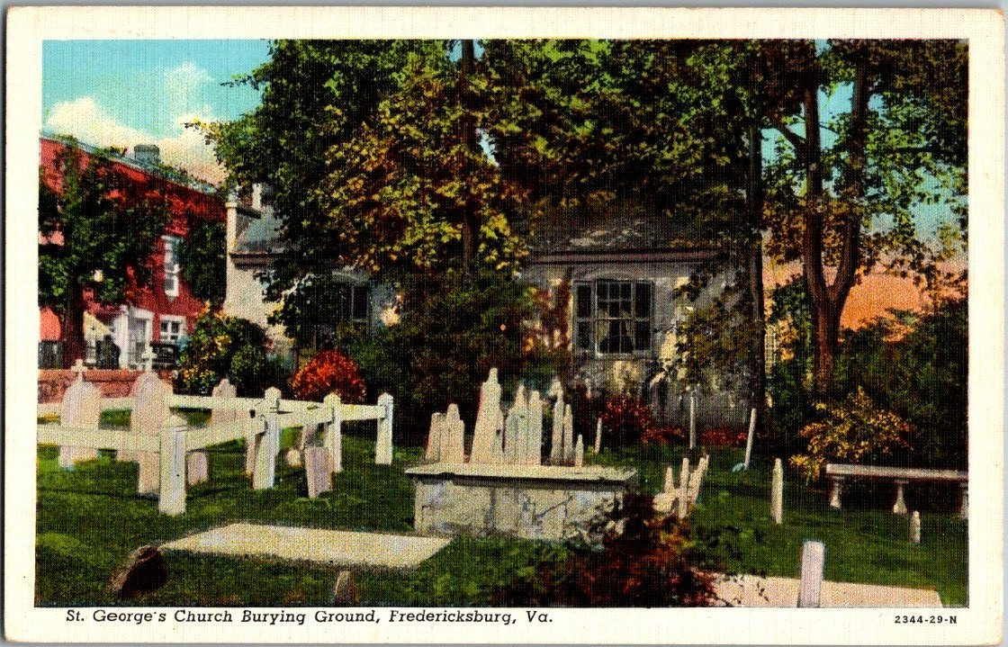 Vintage Postcard 1930-1945 St. George\'s Church Cemetery, Fredericksburg, VA