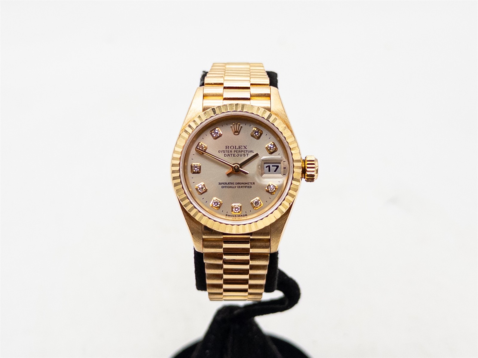 $30,000 FACTORY ROLEX DATEJUST PRESIDENT Diamond 18k Yellow Gold Ladies Watch