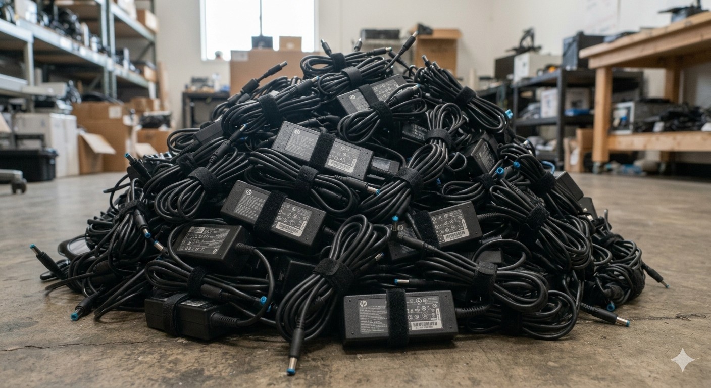 Lot of 100 OEM HP 65W AC Adapter Laptop Charger 19.5V 3.33A Blue Tip & Cords