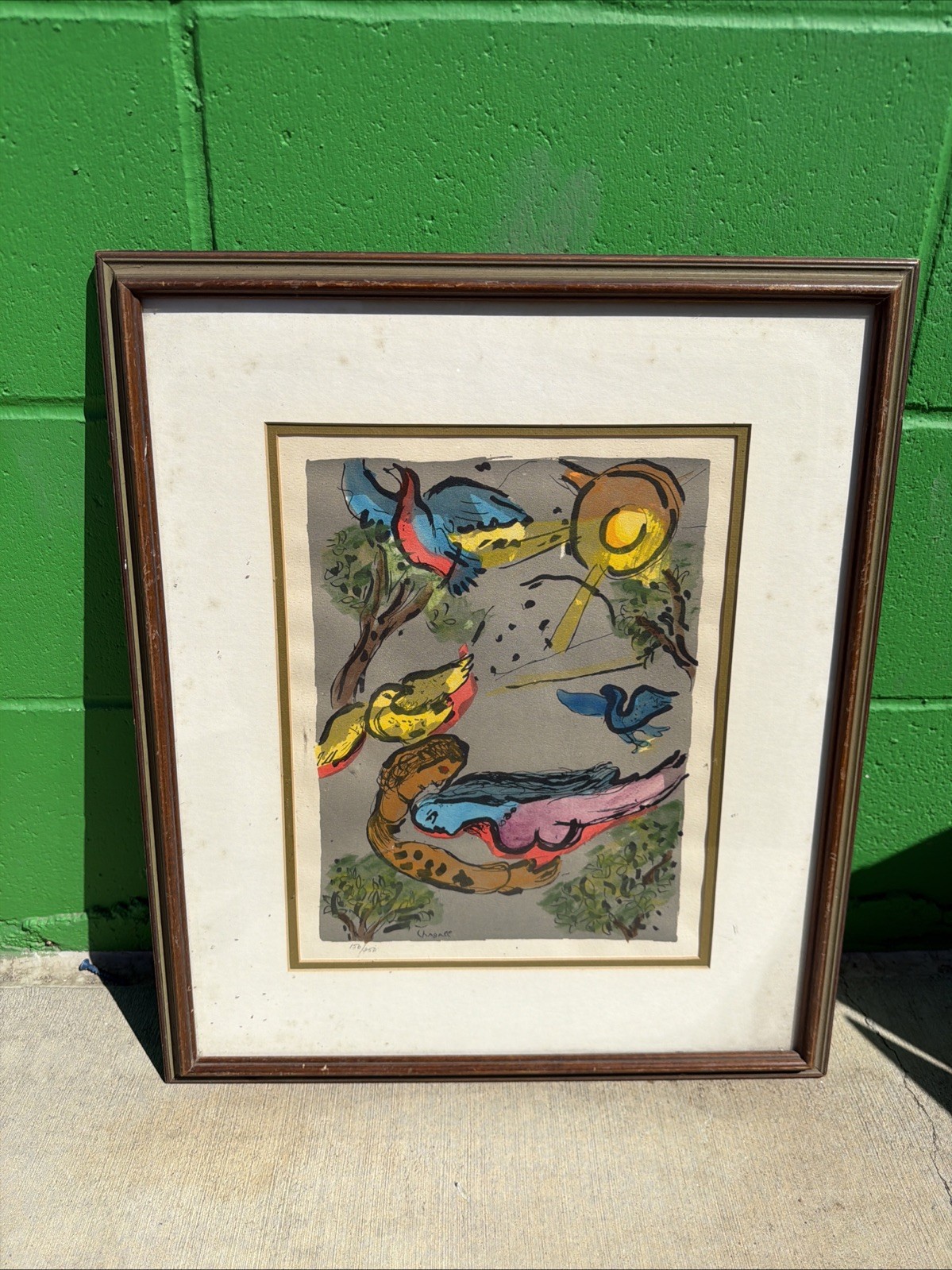 Vintage Marc Chagall Plate Signed Lithograph Lovers & Birds Collier Art Co COA Vintage Marc Chagall Plate Signed Lithograph Lovers & Birds Collier Art Co COA