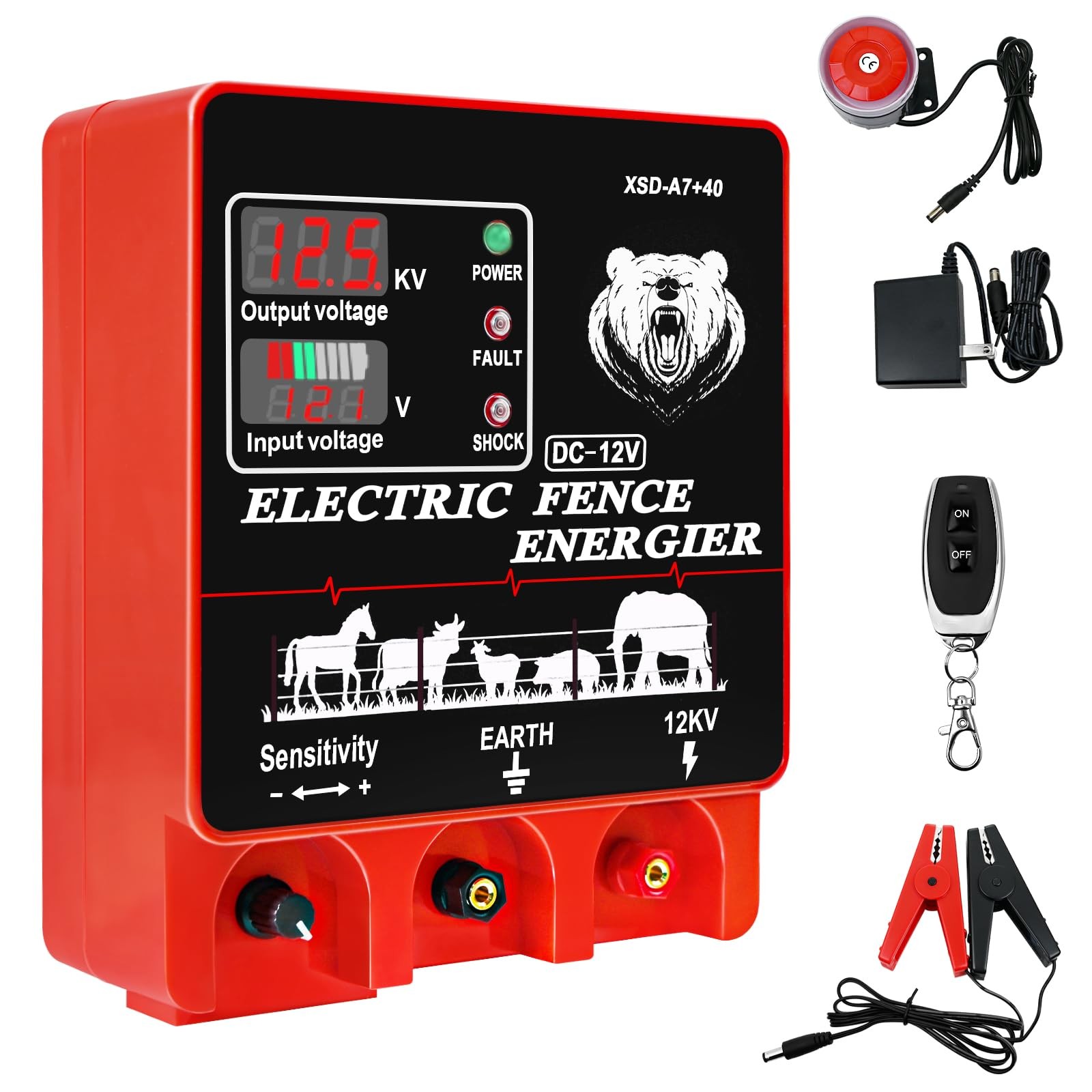 9J Electric Fence Charger Energizer, 9 Joules 400 Acres, AC DC 2 in 1 Powered... 9J Electric Fence Charger Energizer, 9 Joules 400 Acres, AC DC 2 in 1 Powered...
