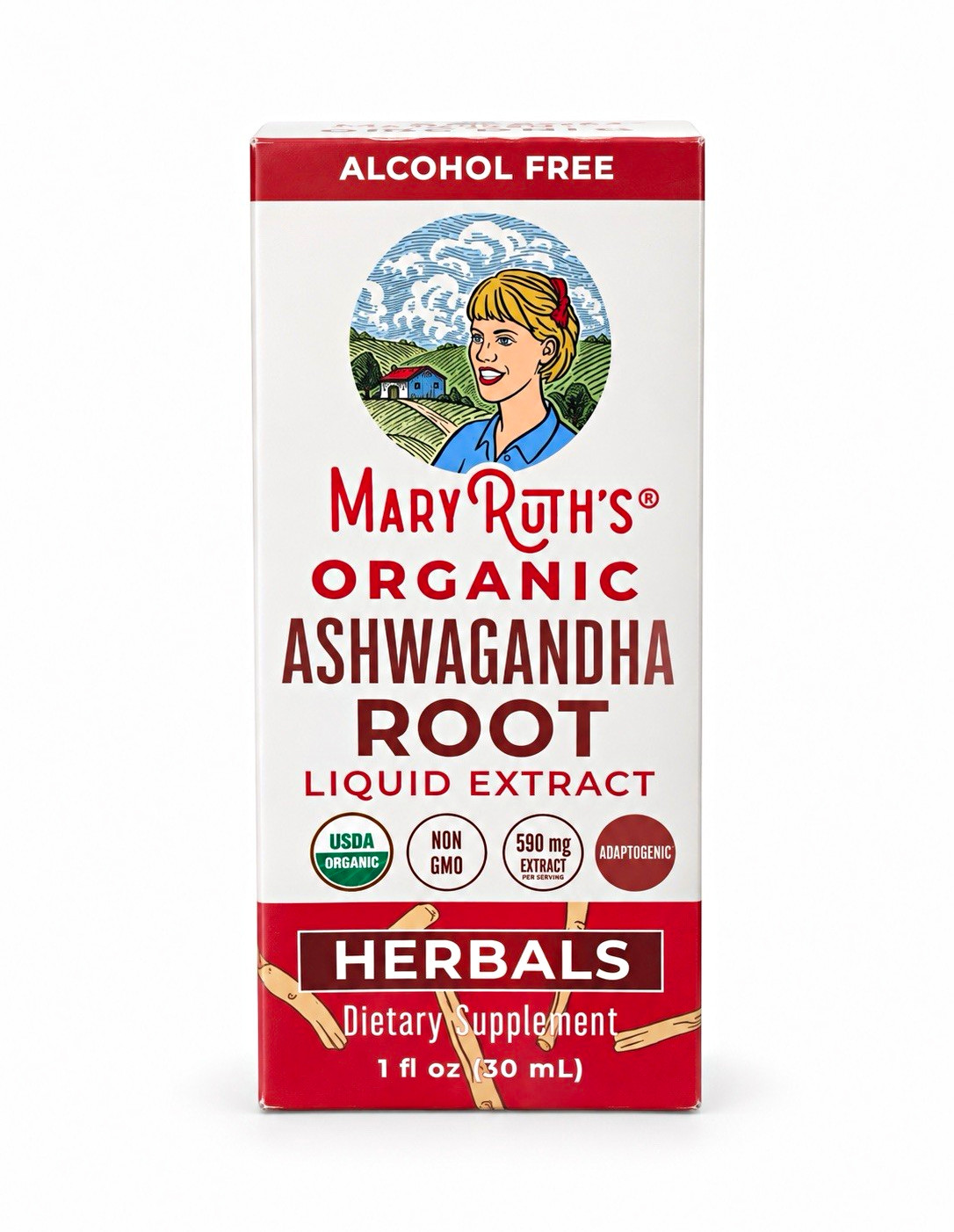 MaryRuth's Organic Ashwagandha Root Liquid Extract Alcohol-Free Vegan 1 fl oz