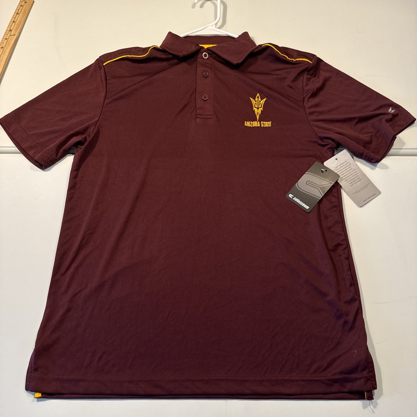 NWT Men\'s Small Colosseum NCAA Arizona State Sun Devils Maroon Polo Shirt NWT Men\'s Small Colosseum NCAA Arizona State Sun Devils Maroon Polo Shirt