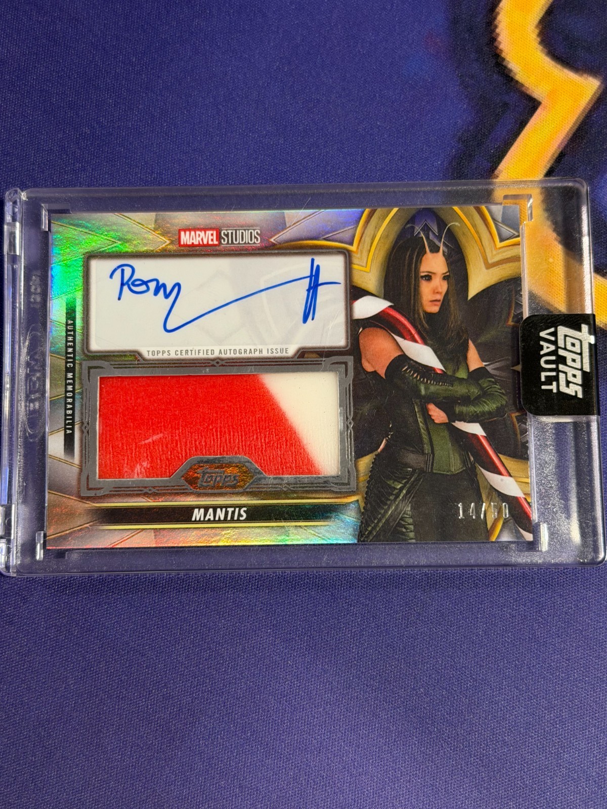2026 Topps Marvel Vault Mantis Candy Cane Relic 14/50 Pom Klementieff Auto 2026 Topps Marvel Vault Mantis Candy Cane Relic 14/50 Pom Klementieff Auto