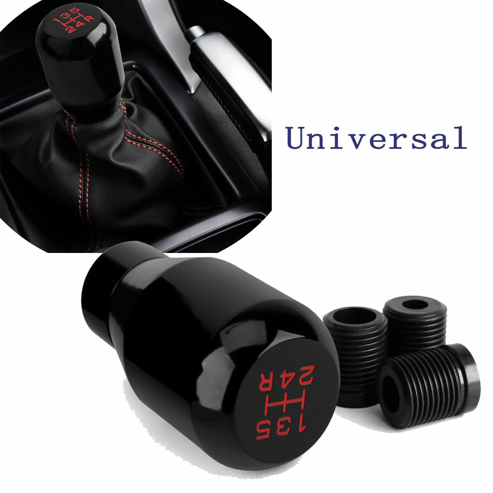 Negro Pomo Palanca Cambio De Marchas Universal Perilla 5 velocidad Manual
