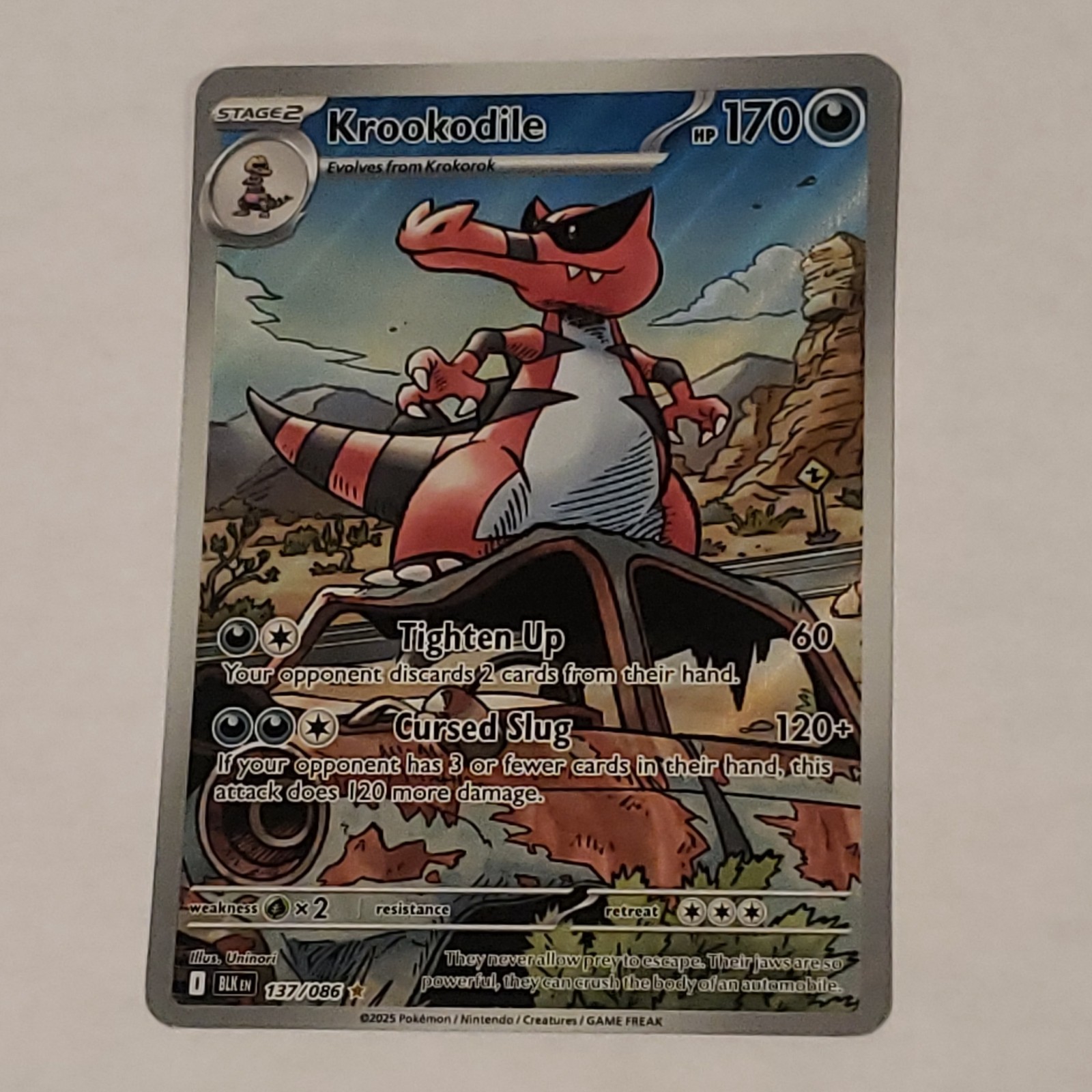 Pokémon TCG Krookodile 137/086 Sv: Black Bolt Illustration Rare Full Art Holo