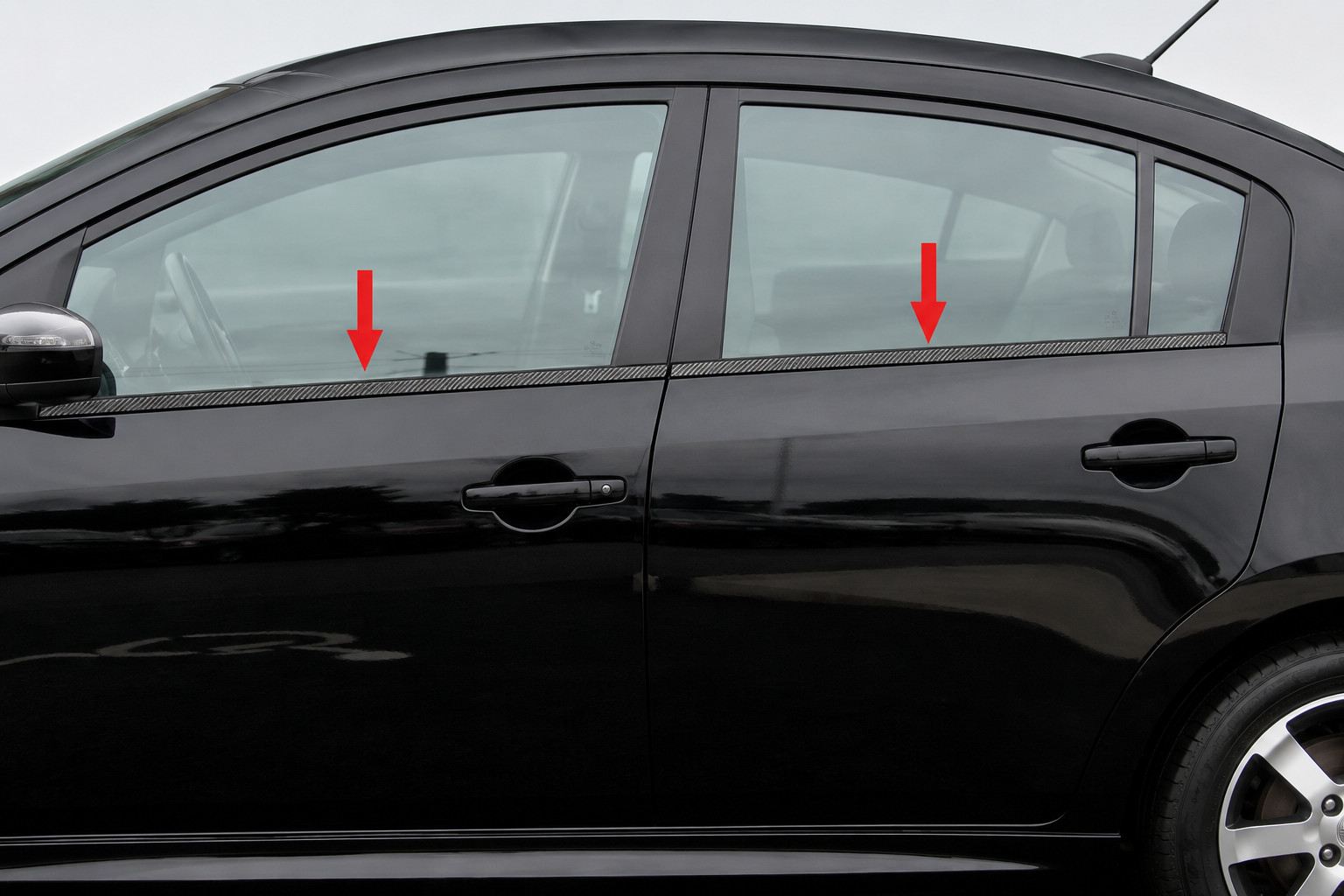 fit:2007-2012 Nissan Sentra Matte Black 4Pc Window Sill Trim Overlay Carbon Fibe fit:2007-2012 Nissan Sentra Matte Black 4Pc Window Sill Trim Overlay Carbon Fibe