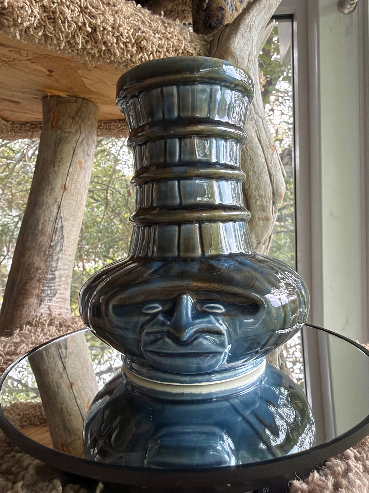 Vintage 2002 Tiki Farm Joe Vitale I Dream of Tiki Mug Genie Bottle Brown Blue Vintage 2002 Tiki Farm Joe Vitale I Dream of Tiki Mug Genie Bottle Brown Blue