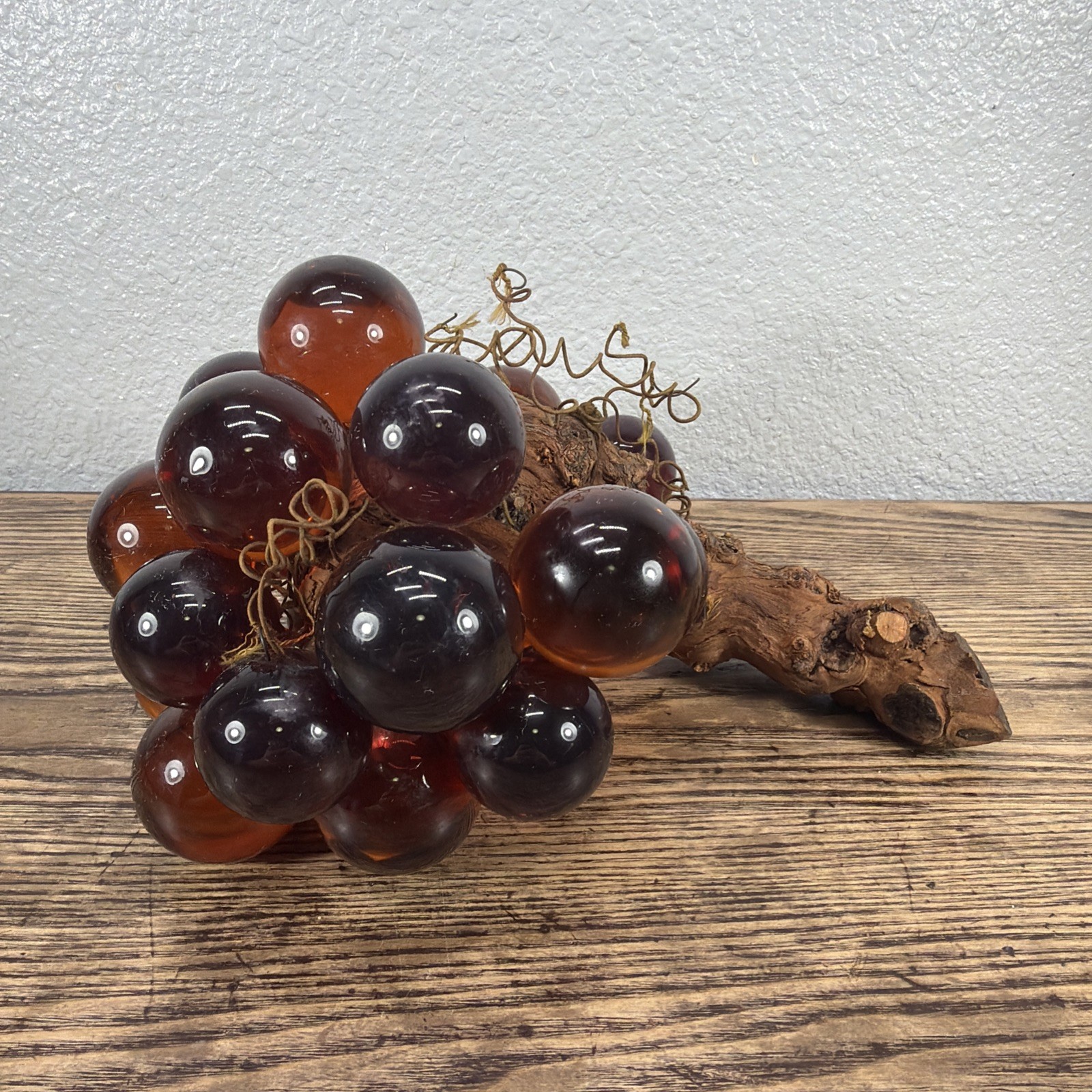 Vintage AMBER Gold Acrylic Lucite Sphere Ball Grape Cluster Driftwood Vintage AMBER Gold Acrylic Lucite Sphere Ball Grape Cluster Driftwood