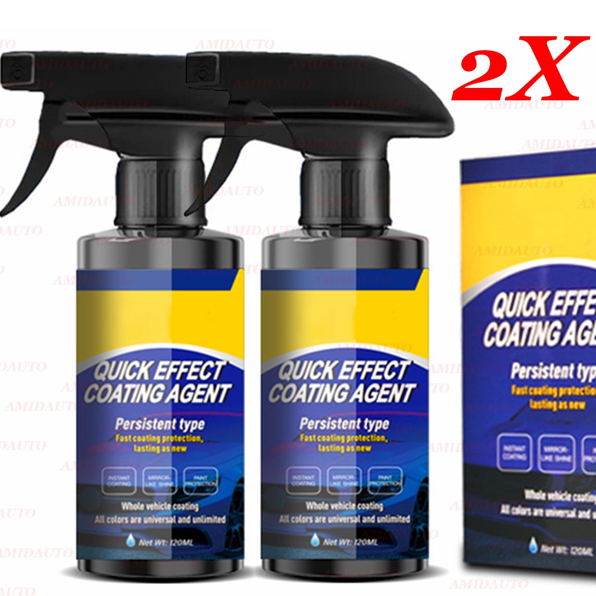 2 PACK Multi-Functional Coating Renewal Agent 3 in 1 Car Coating Spray 120ML NEW