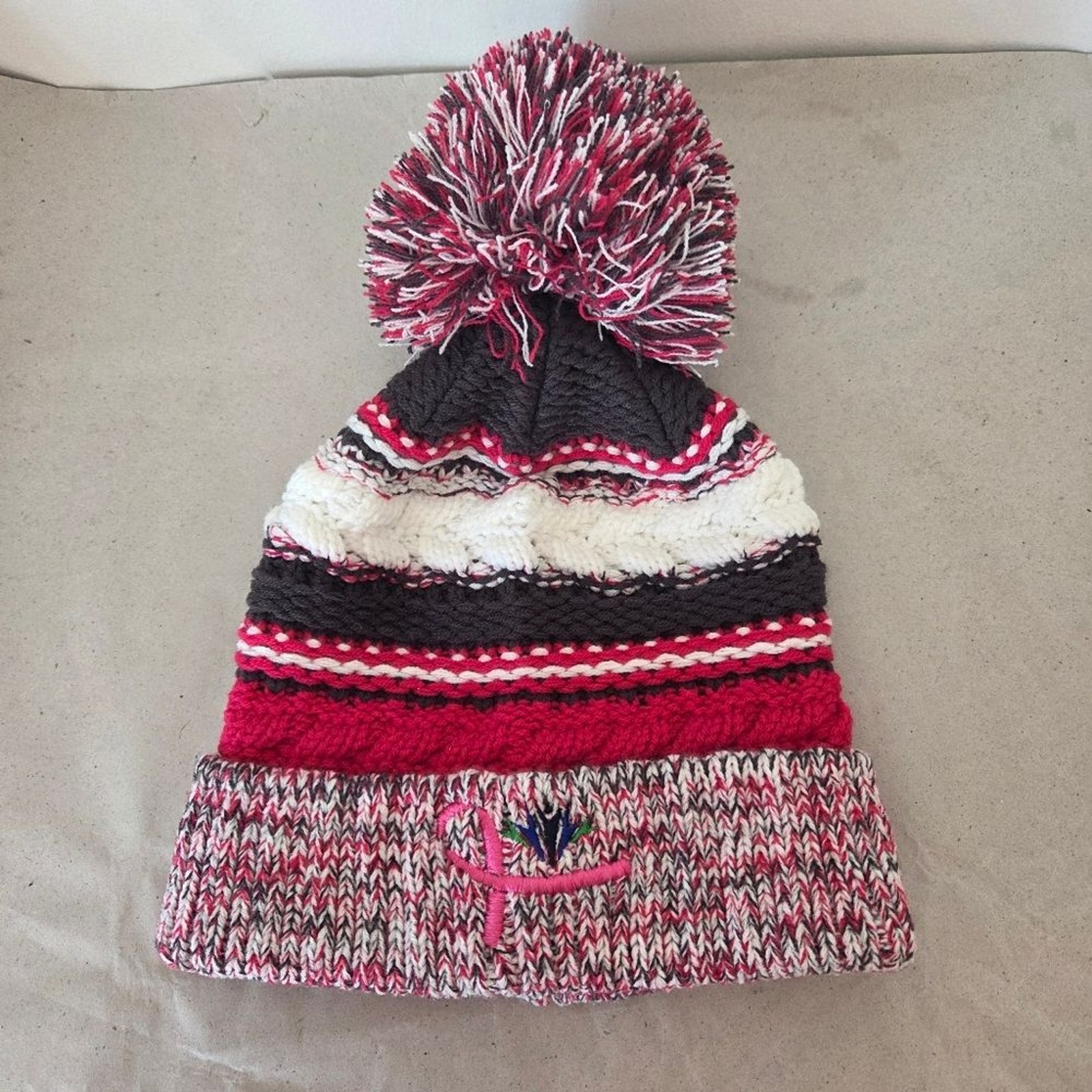 IHC Breast Cancer Awareness Beanie Hat Pompom Knit Winter Pink Adult Warm Cozy IHC Breast Cancer Awareness Beanie Hat Pompom Knit Winter Pink Adult Warm Cozy